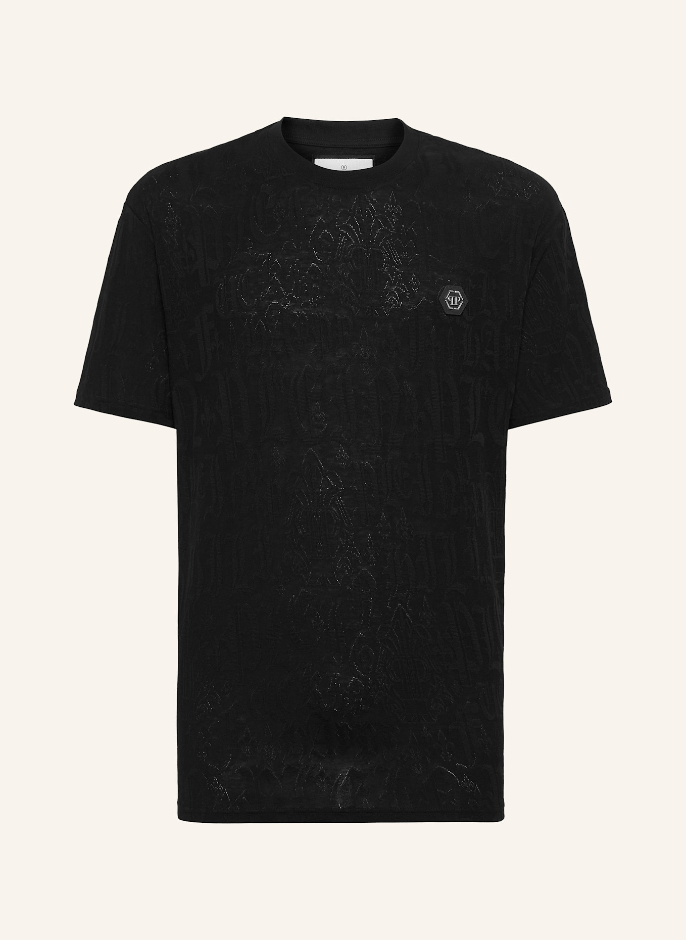 PHILIPP PLEIN T-Shirt Rundhalsausschnitt Ss MONOGRAM: SCHWARZ