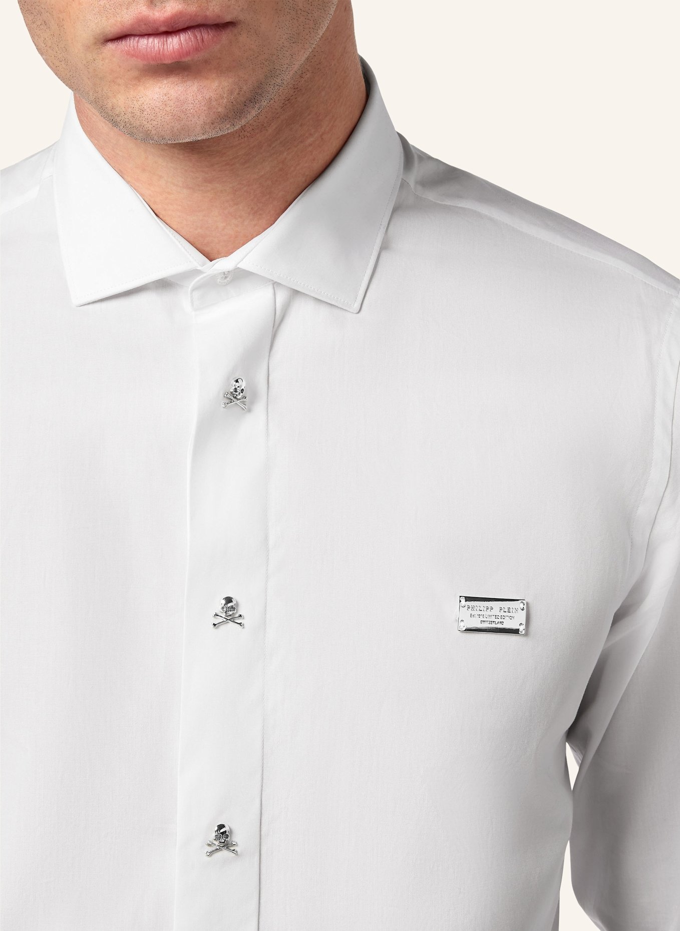 PHILIPP PLEIN Hemd Sugar Daddy Cut LS: WEISS