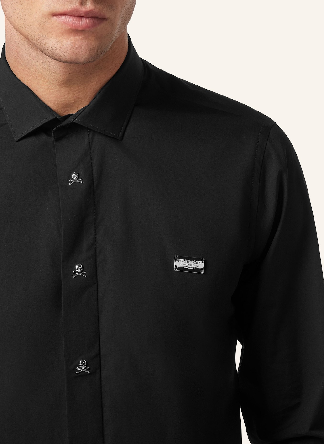 PHILIPP PLEIN Hemd Sugar Daddy Cut LS: SCHWARZ