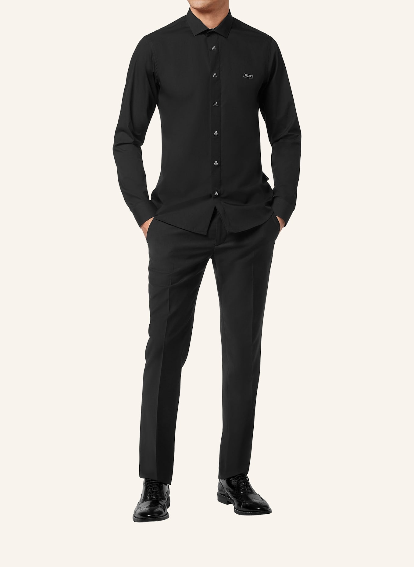 PHILIPP PLEIN Hemd Sugar Daddy Cut LS: SCHWARZ