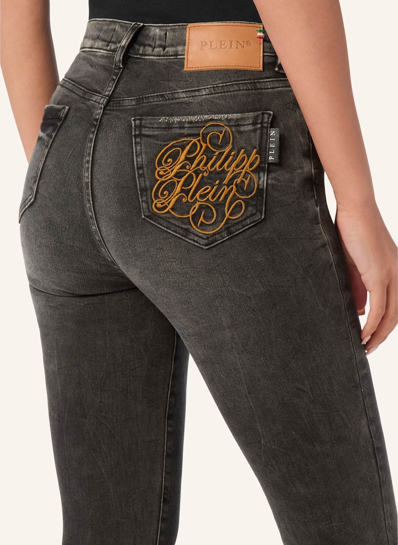PHILIPP PLEIN Jeggings mit hoher Taille: GRAU