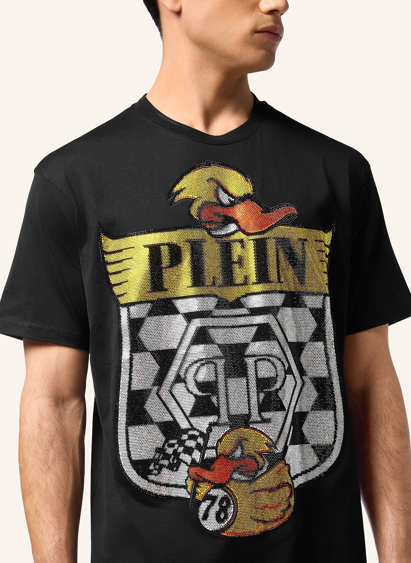 PHILIPP PLEIN T-Shirt Rundhalsausschnitt Ss DUCK: SCHWARZ