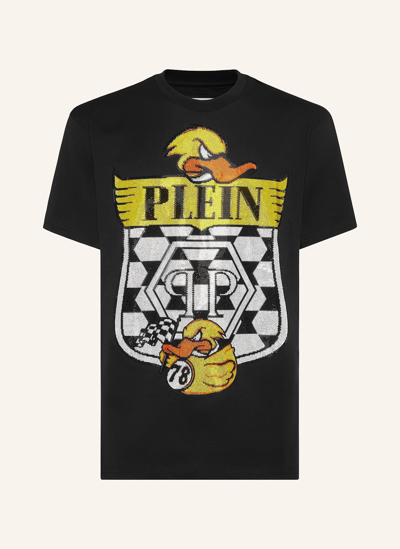 PHILIPP PLEIN T-Shirt Rundhalsausschnitt Ss DUCK: SCHWARZ