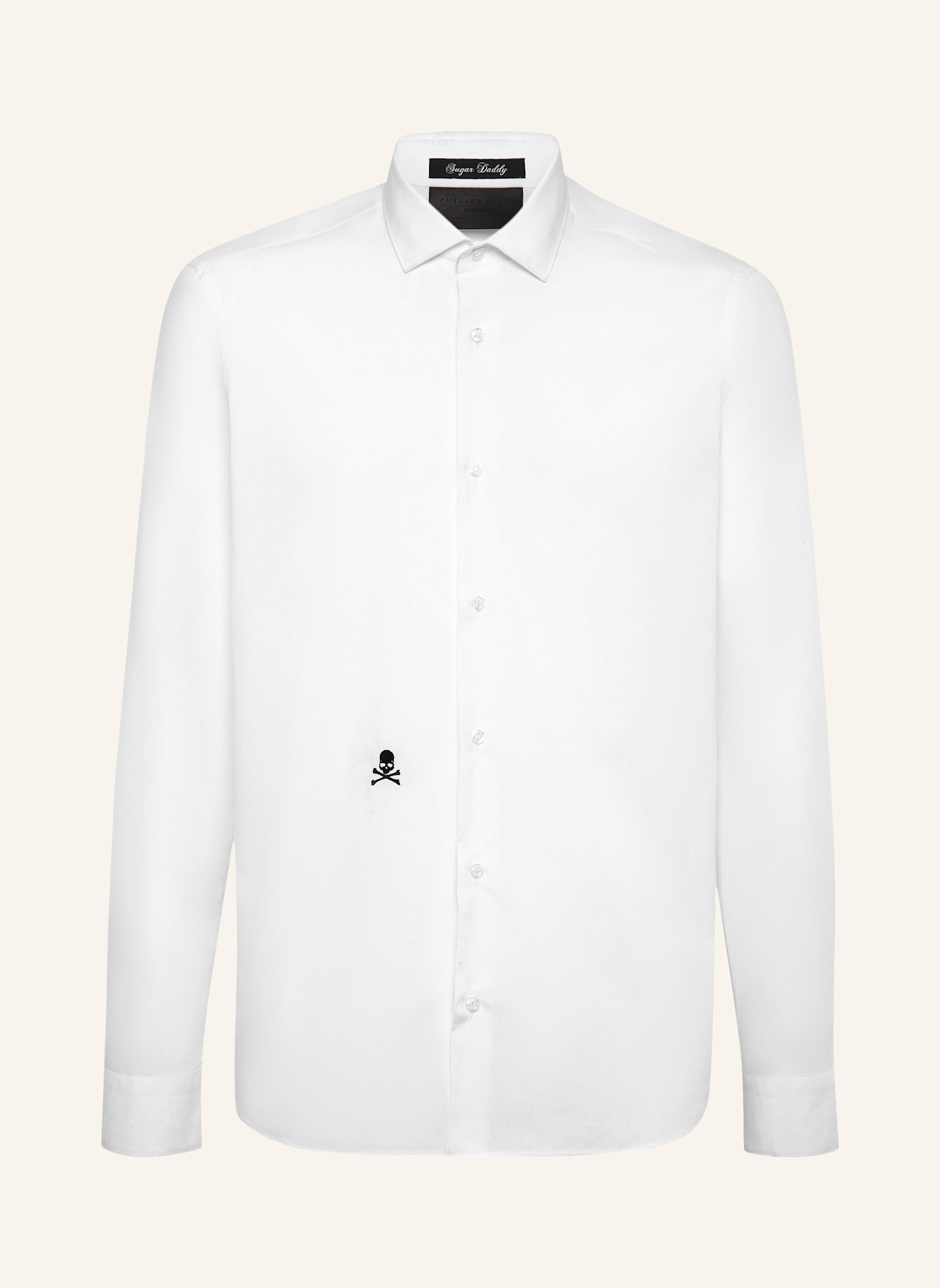 PHILIPP PLEIN Hemd Sugar Daddy Cut LS SKULL: WEISS