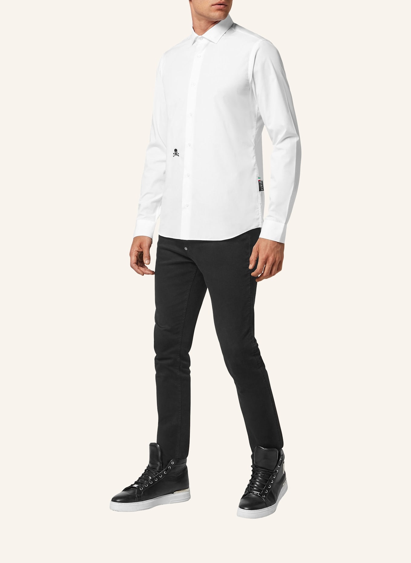 PHILIPP PLEIN Hemd Sugar Daddy Cut LS SKULL: WEISS