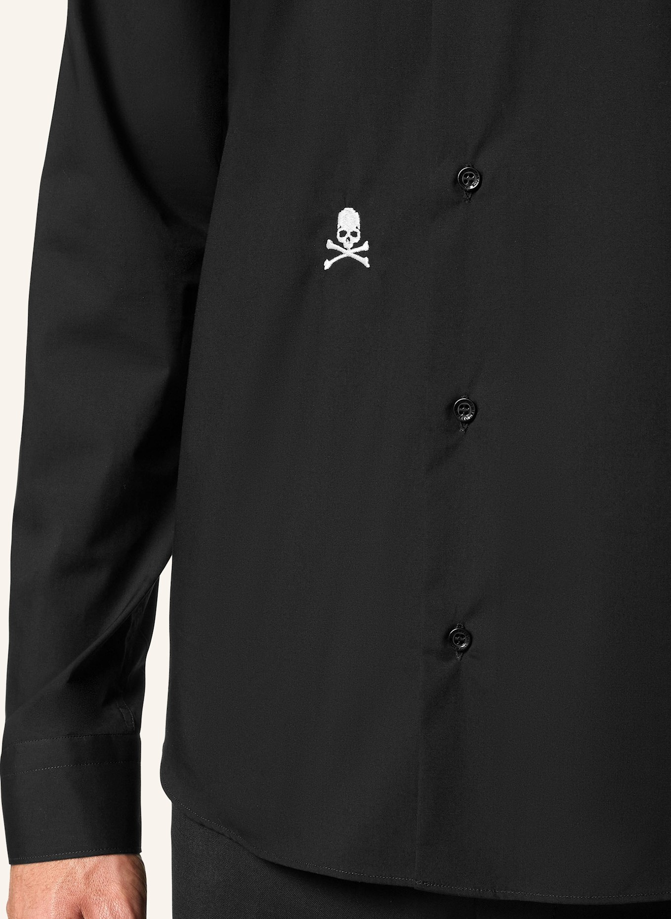 PHILIPP PLEIN Hemd Sugar Daddy Cut LS SKULL: SCHWARZ
