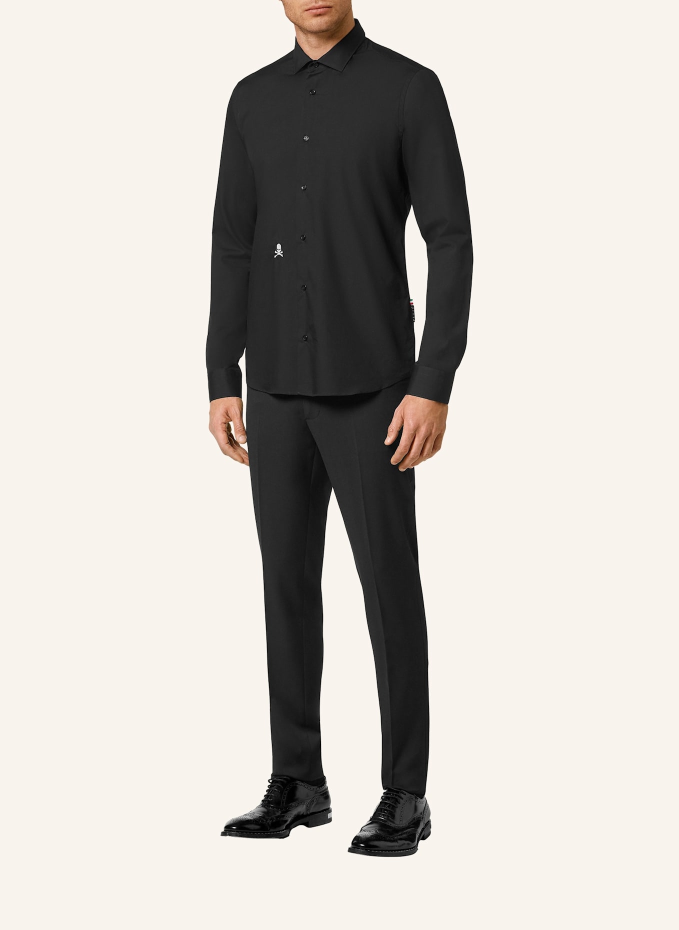 PHILIPP PLEIN Hemd Sugar Daddy Cut LS SKULL: SCHWARZ