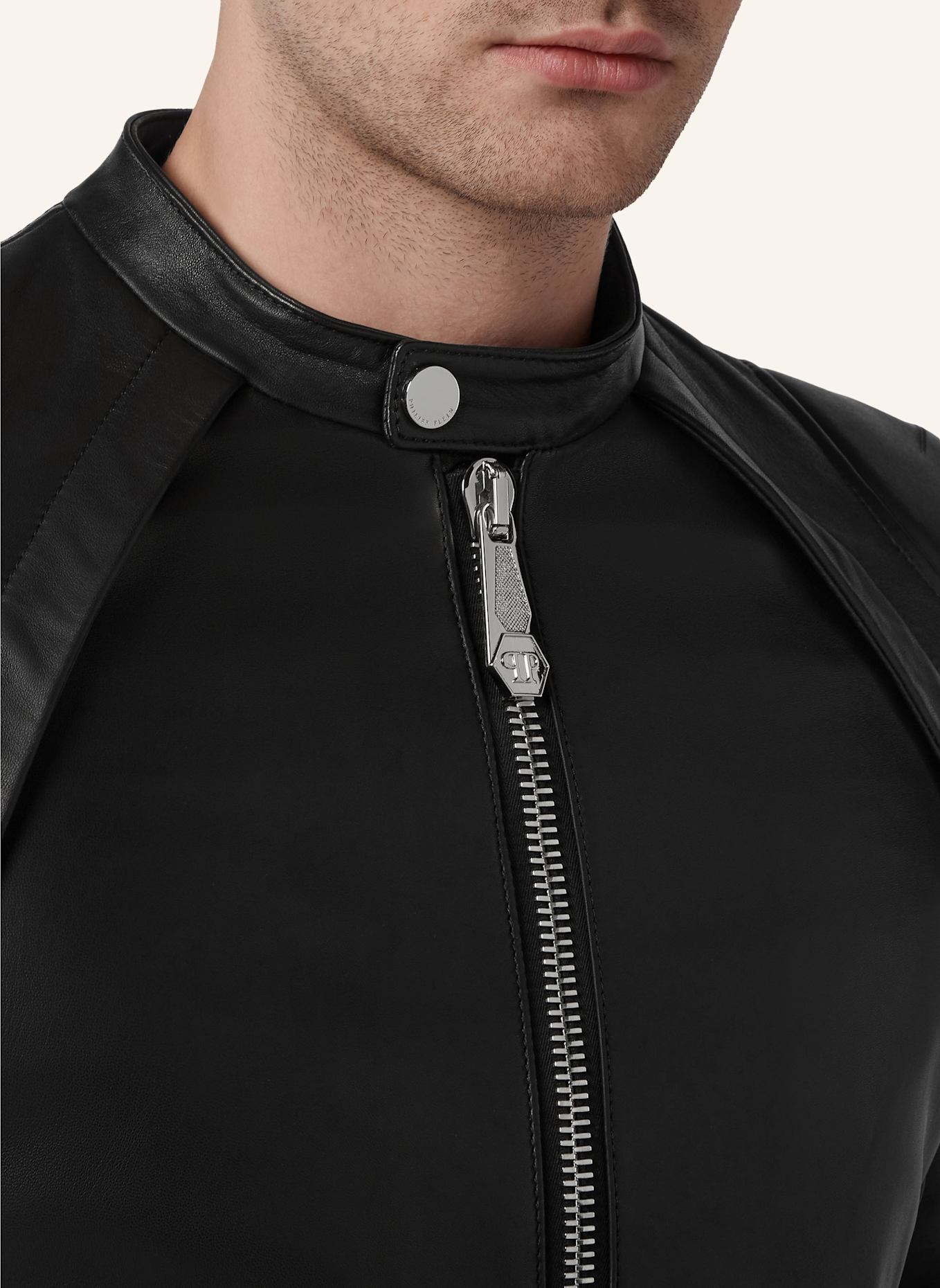 PHILIPP PLEIN Lederjacke: SCHWARZ