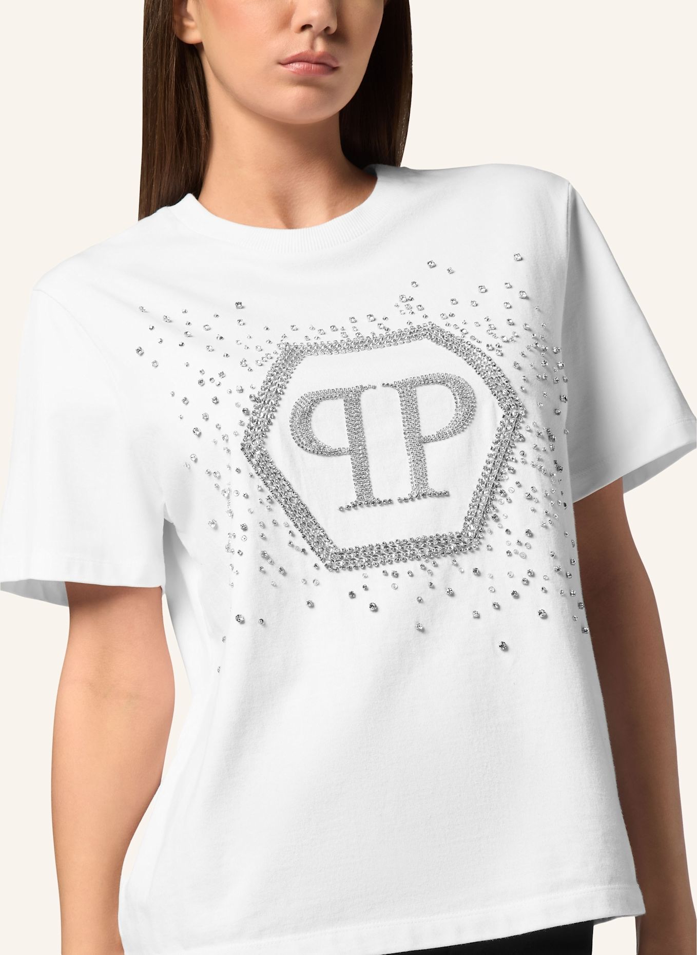 PHILIPP PLEIN T-Shirt Man Fit HEXAGON: WEISS