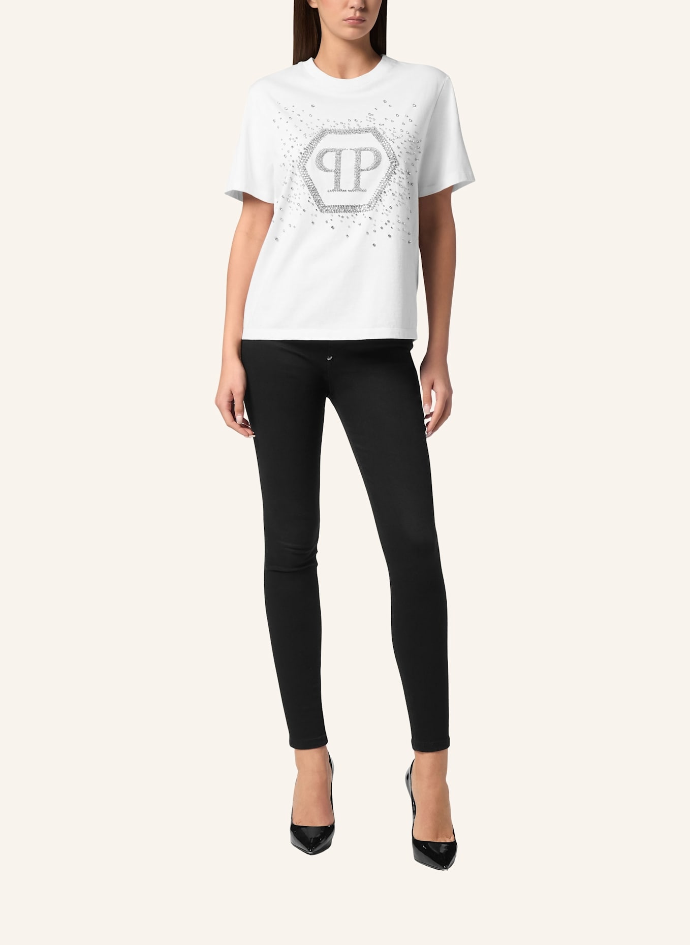 PHILIPP PLEIN T-Shirt Man Fit HEXAGON: WEISS