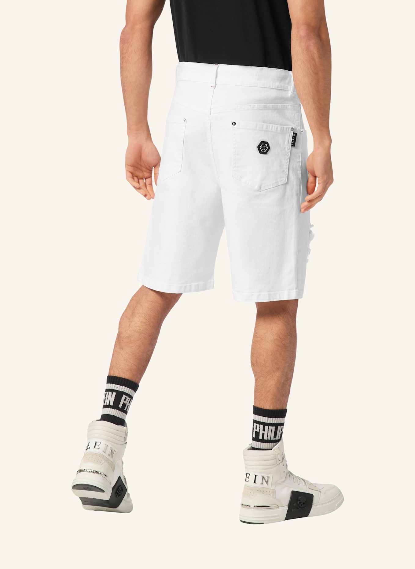 PHILIPP PLEIN JEANSSHORTS FERMENTERA: WEISS