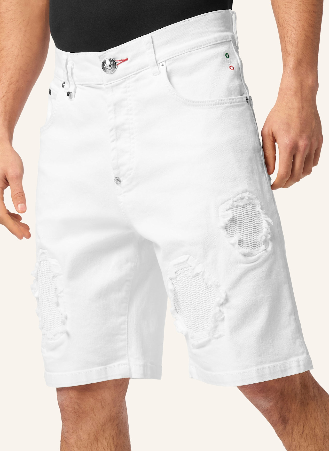 PHILIPP PLEIN JEANSSHORTS FERMENTERA: WEISS