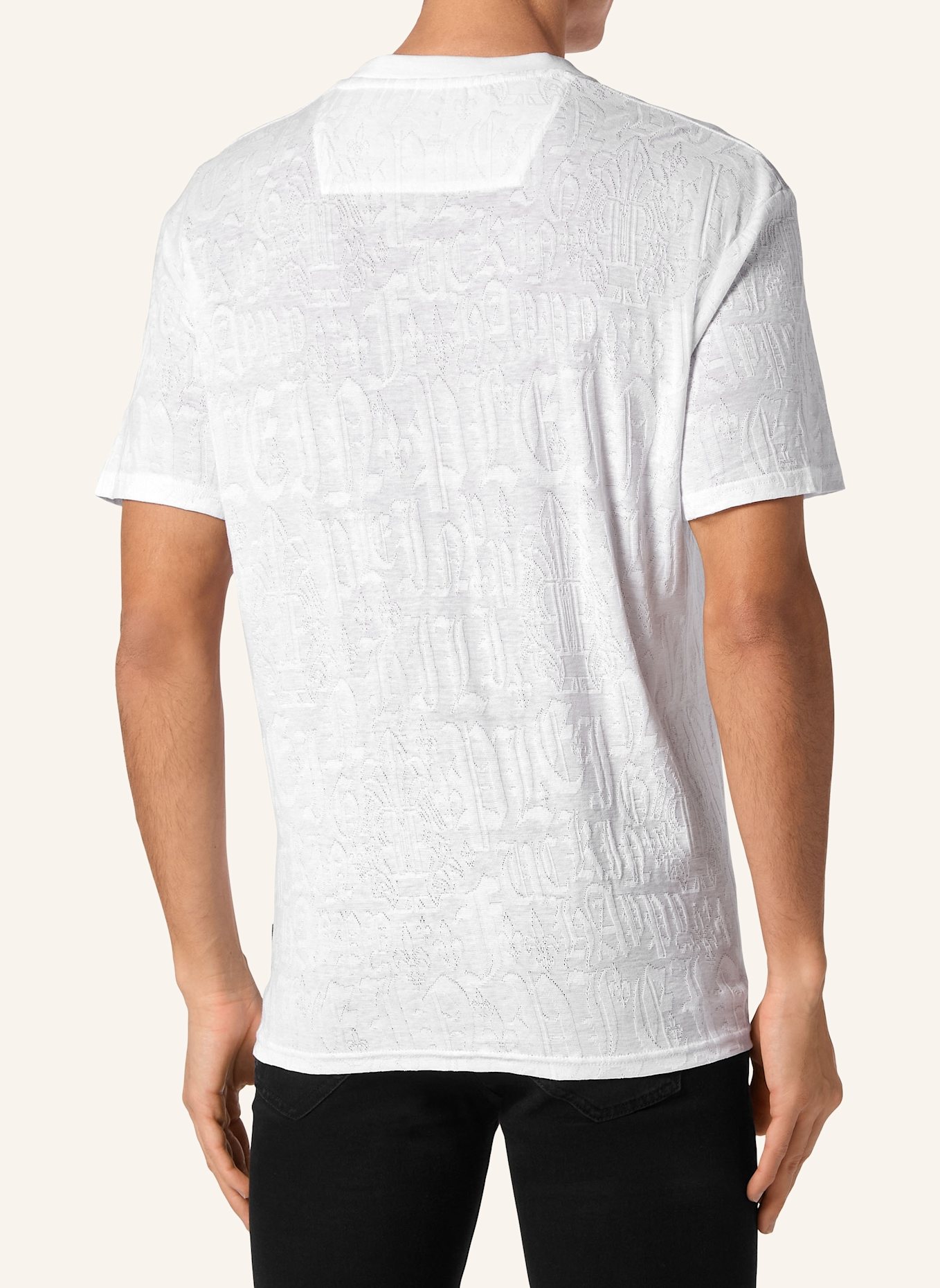 PHILIPP PLEIN T-Shirt Rundhalsausschnitt Ss MONOGRAM: WEISS