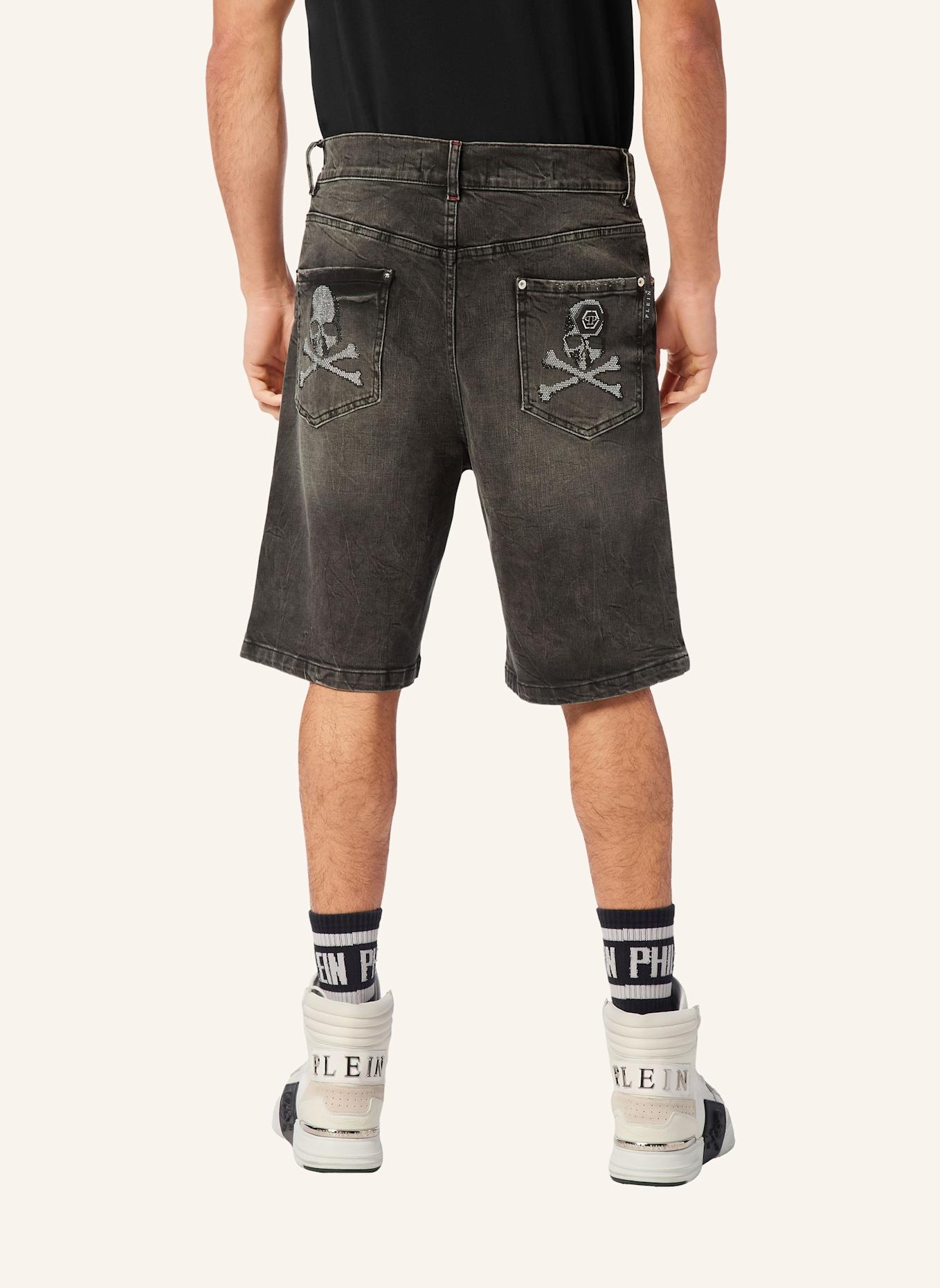 PHILIPP PLEIN JEANSSHORTS FERMENTERA SKULL: GRAU