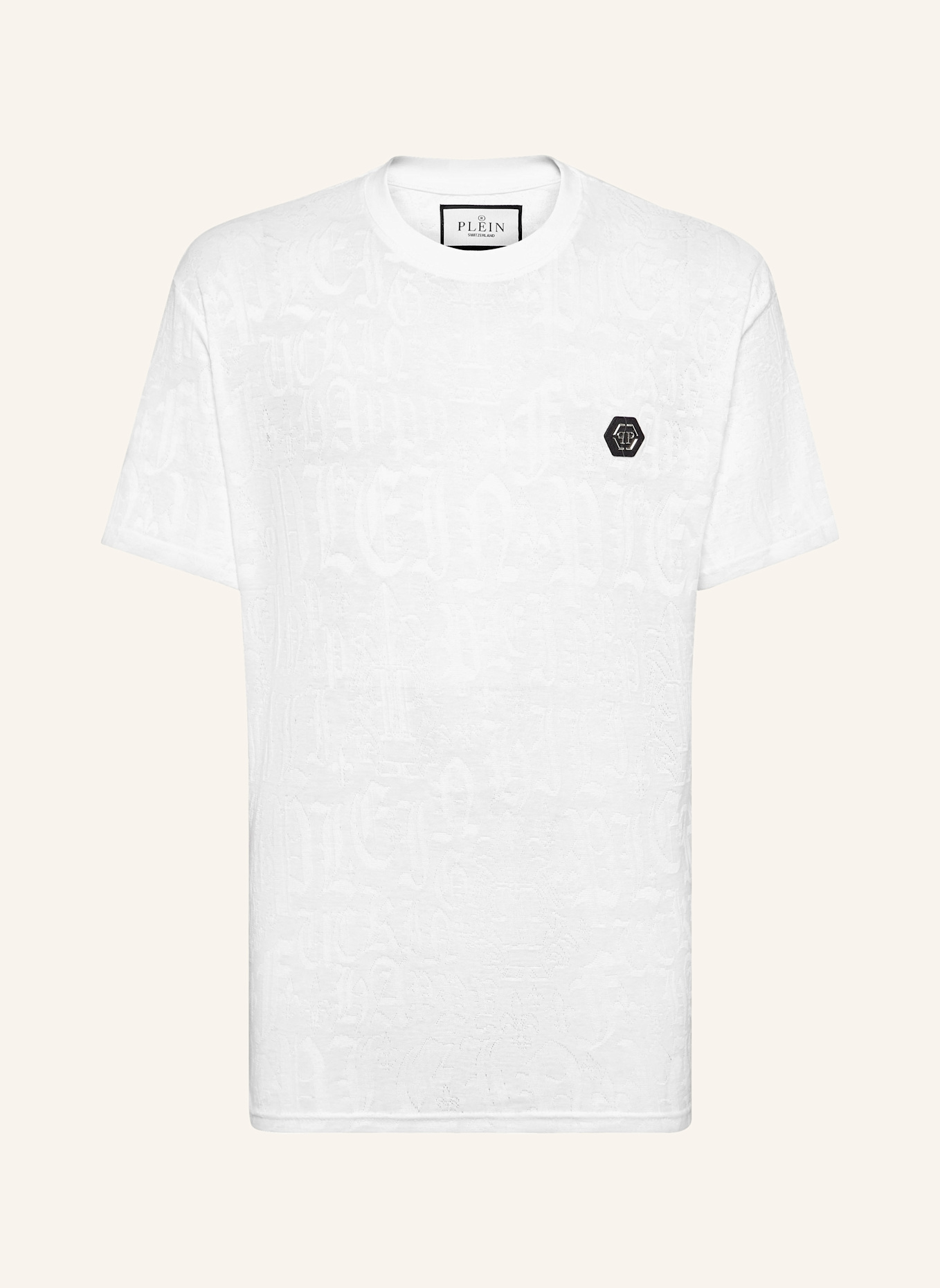 PHILIPP PLEIN T-Shirt Rundhalsausschnitt Ss MONOGRAM: WEISS