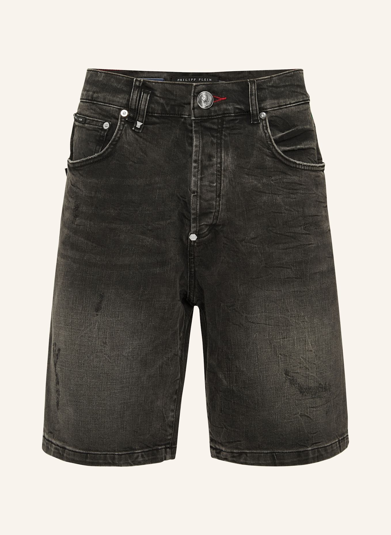 PHILIPP PLEIN JEANSSHORTS FERMENTERA SKULL: GRAU