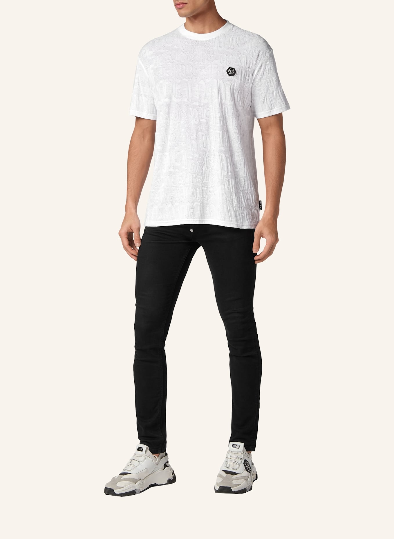PHILIPP PLEIN T-Shirt Rundhalsausschnitt Ss MONOGRAM: WEISS