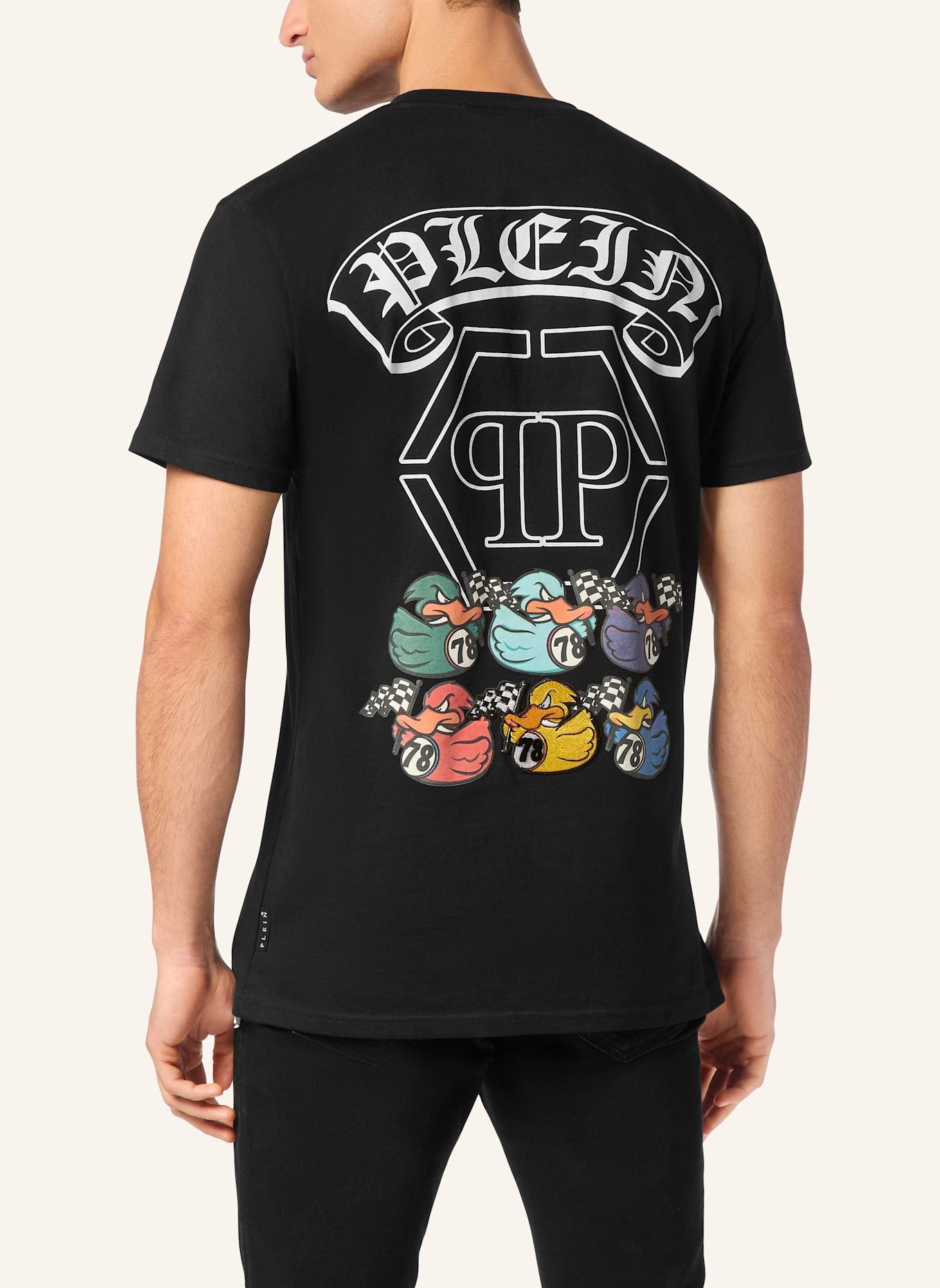 PHILIPP PLEIN T-Shirt Rundhalsausschnitt Ss DUCK: SCHWARZ