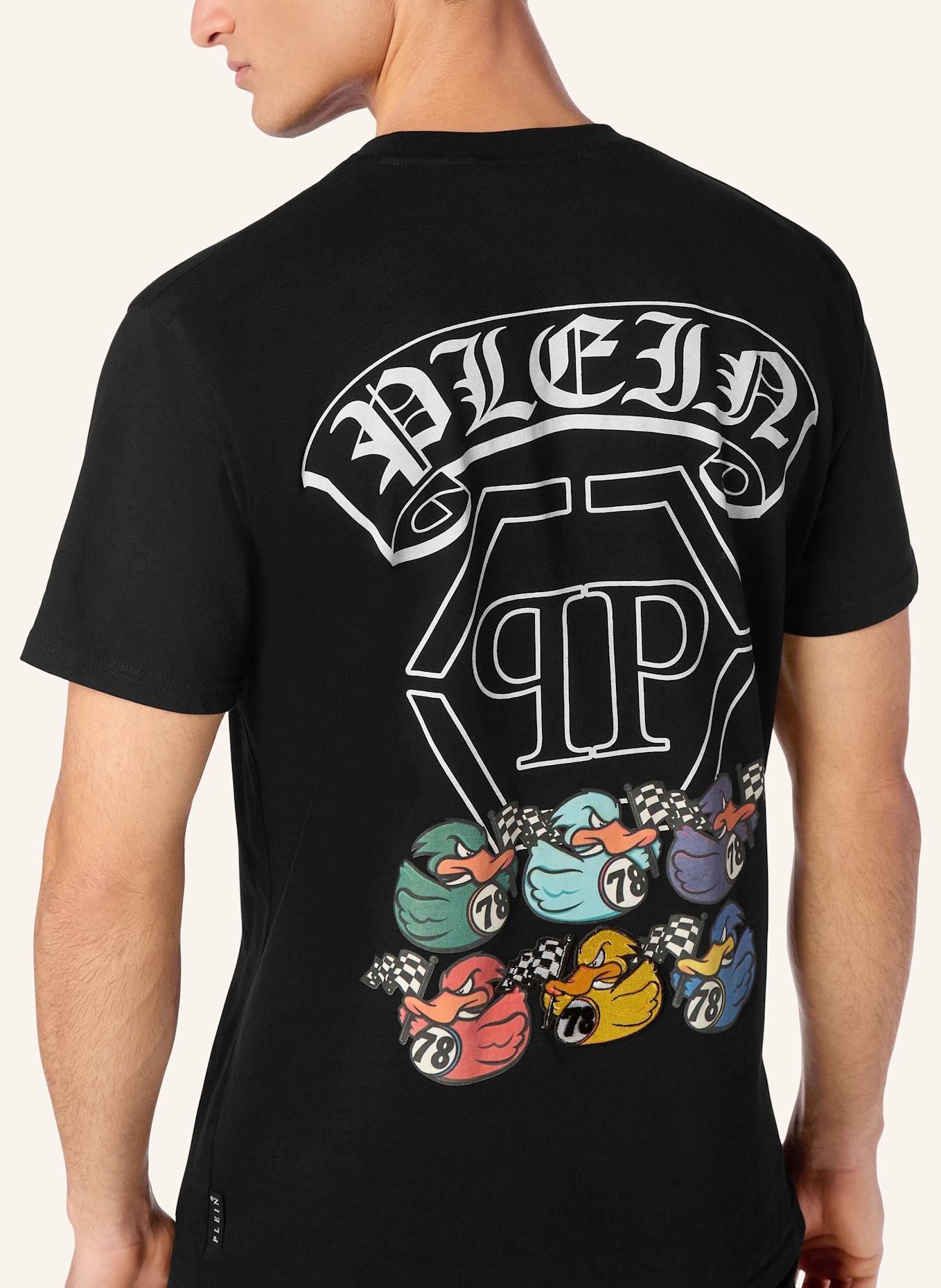 PHILIPP PLEIN T-Shirt Rundhalsausschnitt Ss DUCK: SCHWARZ
