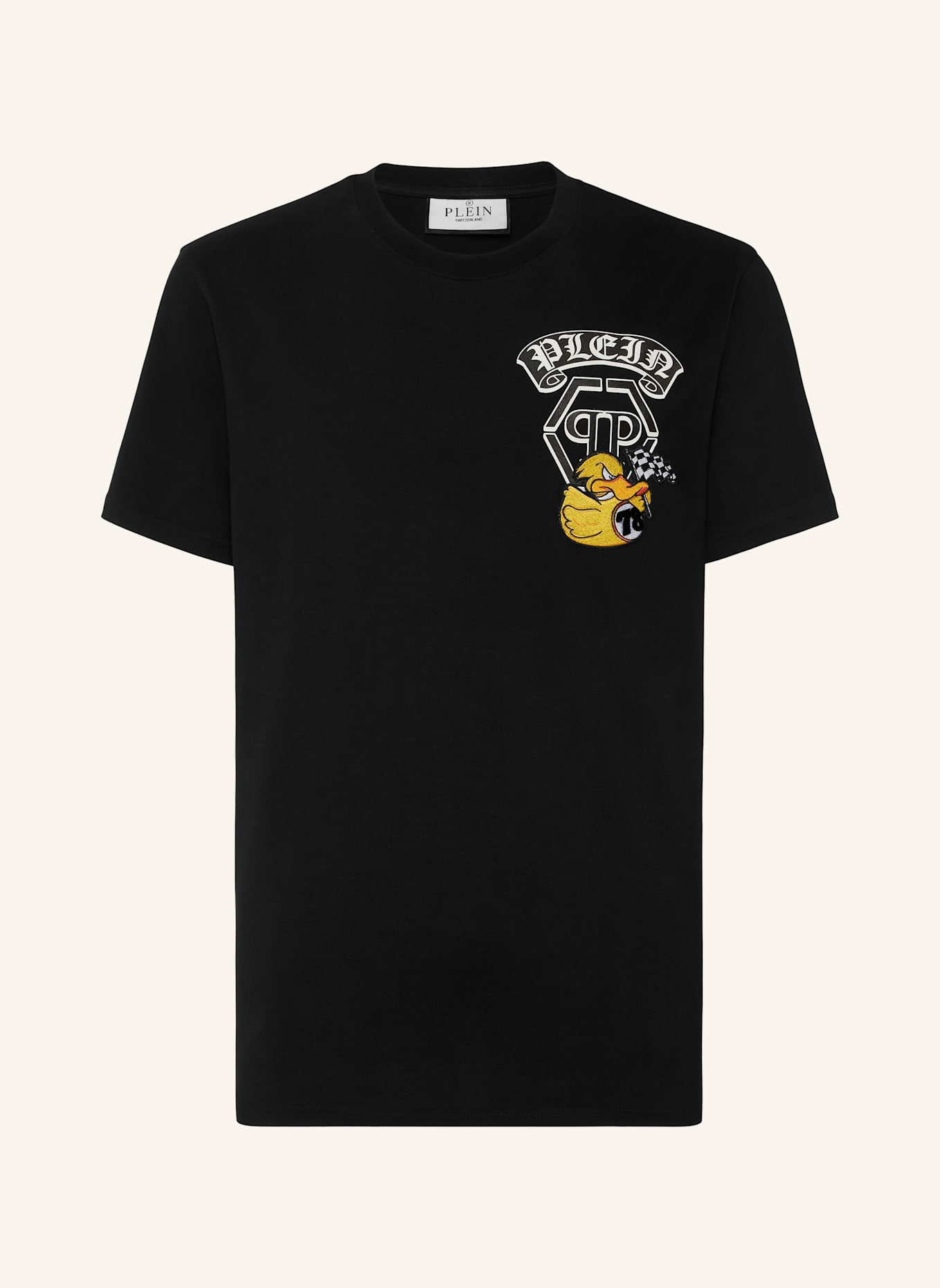 PHILIPP PLEIN T-Shirt Rundhalsausschnitt Ss DUCK: SCHWARZ