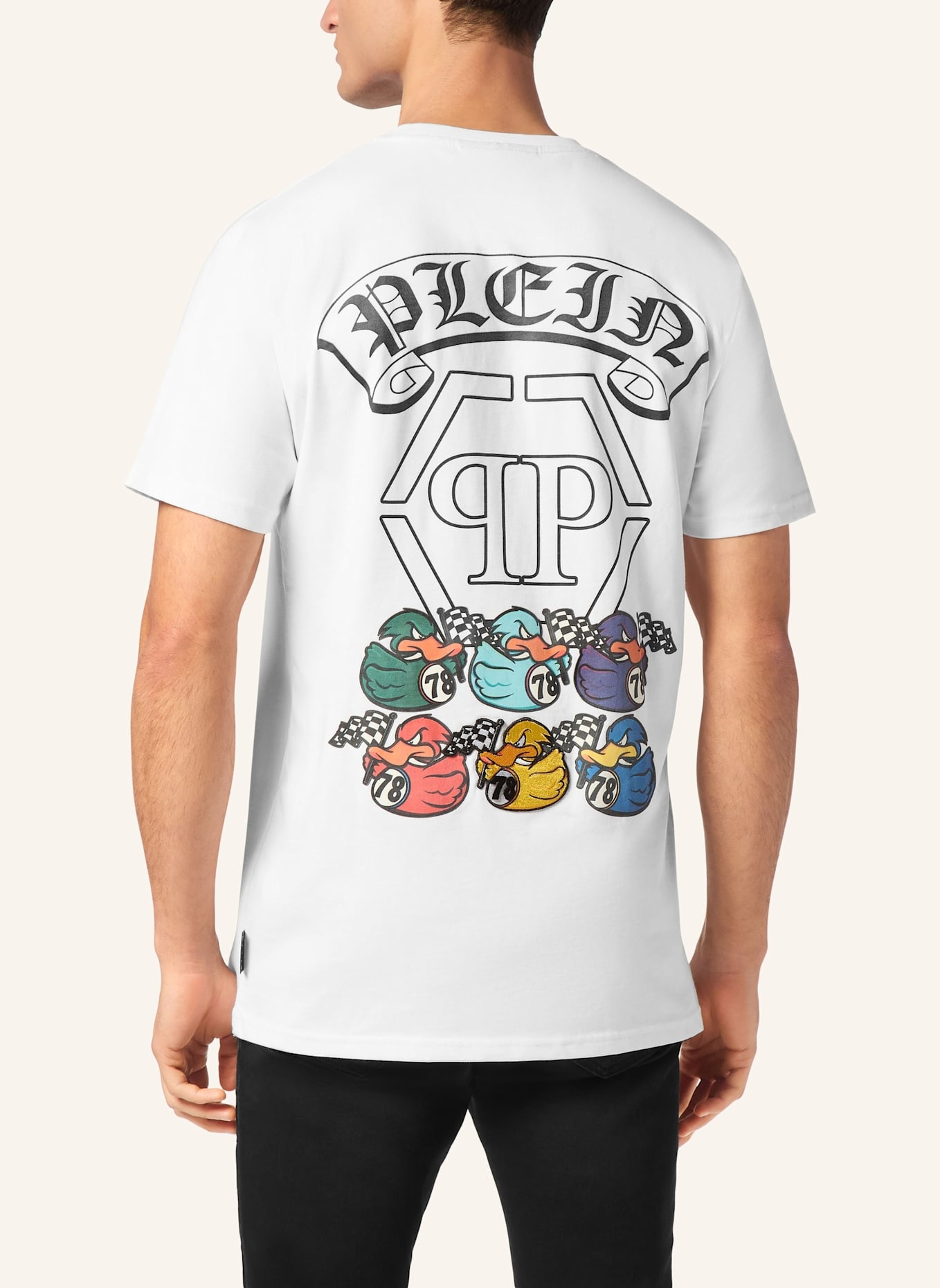 PHILIPP PLEIN T-Shirt Rundhalsausschnitt Ss DUCK: WEISS