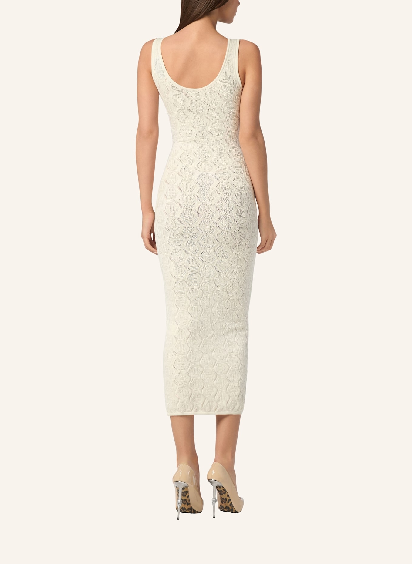 PHILIPP PLEIN Tageskleid aus Strick MONOGRAM: WEISS