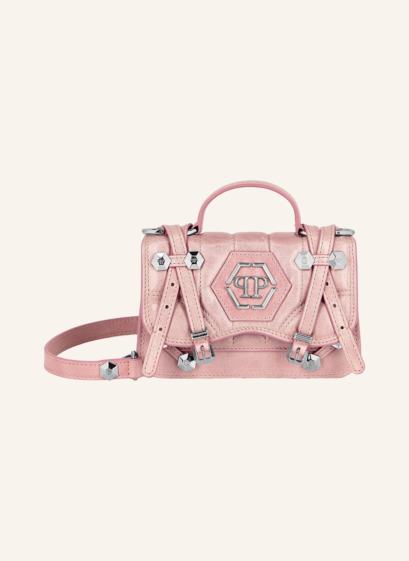 PHILIPP PLEIN Henkeltasche HEXAGON: ROSÉGOLD/ SCHWARZ