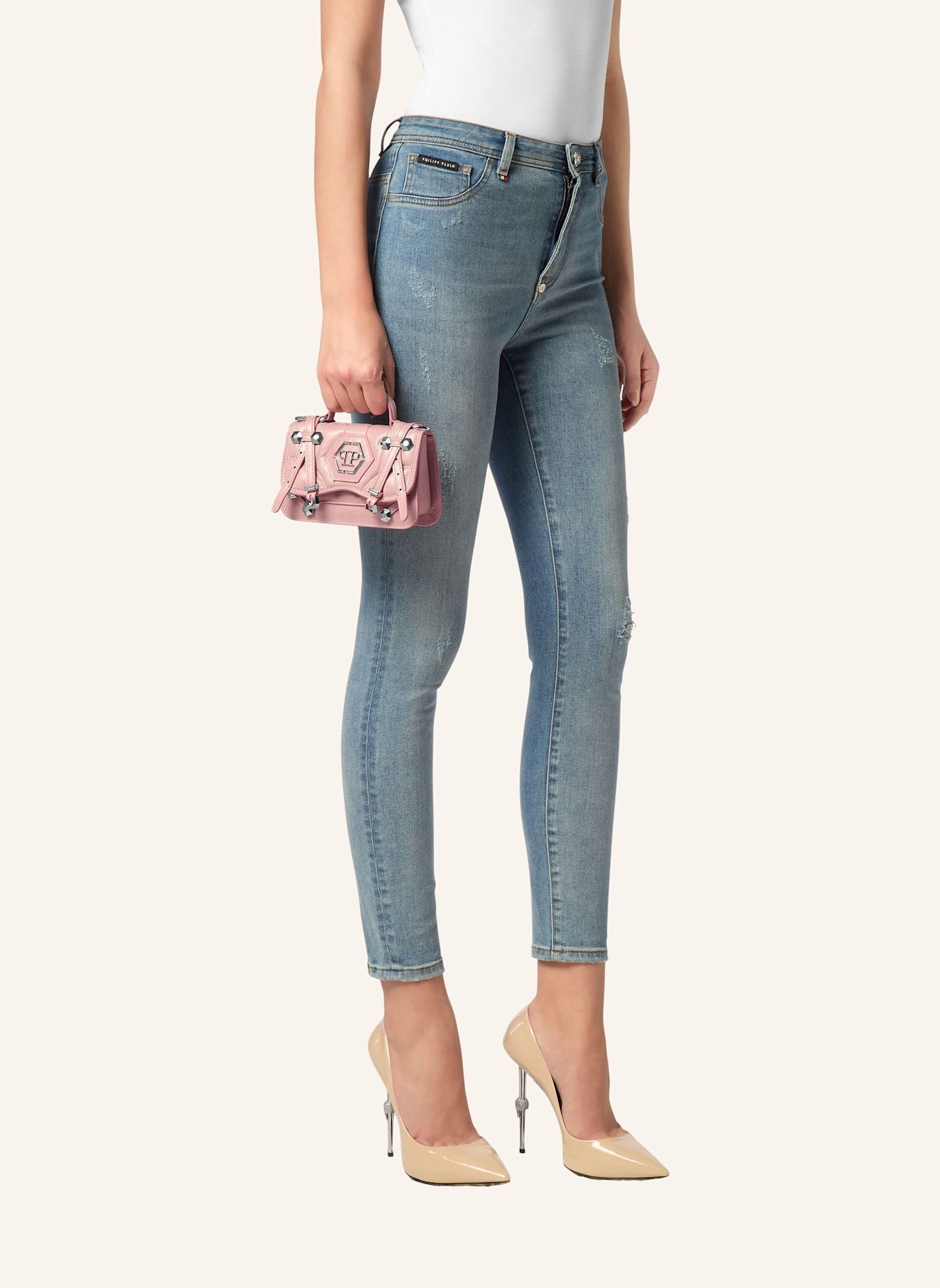 PHILIPP PLEIN Henkeltasche HEXAGON: ROSÉGOLD/ SCHWARZ