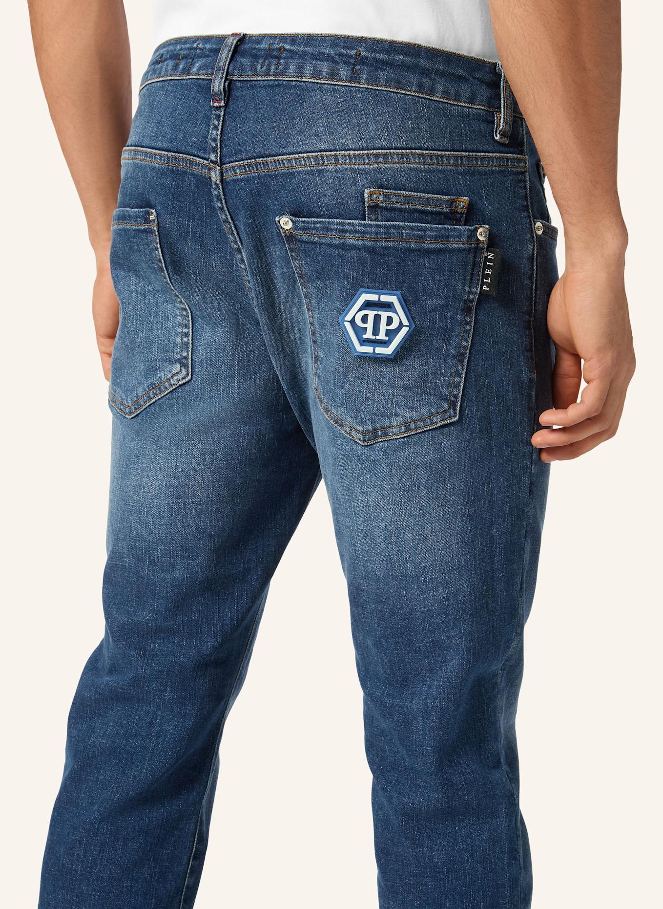 PHILIPP PLEIN Supergerader Schnitt HEXAGON: BLAU