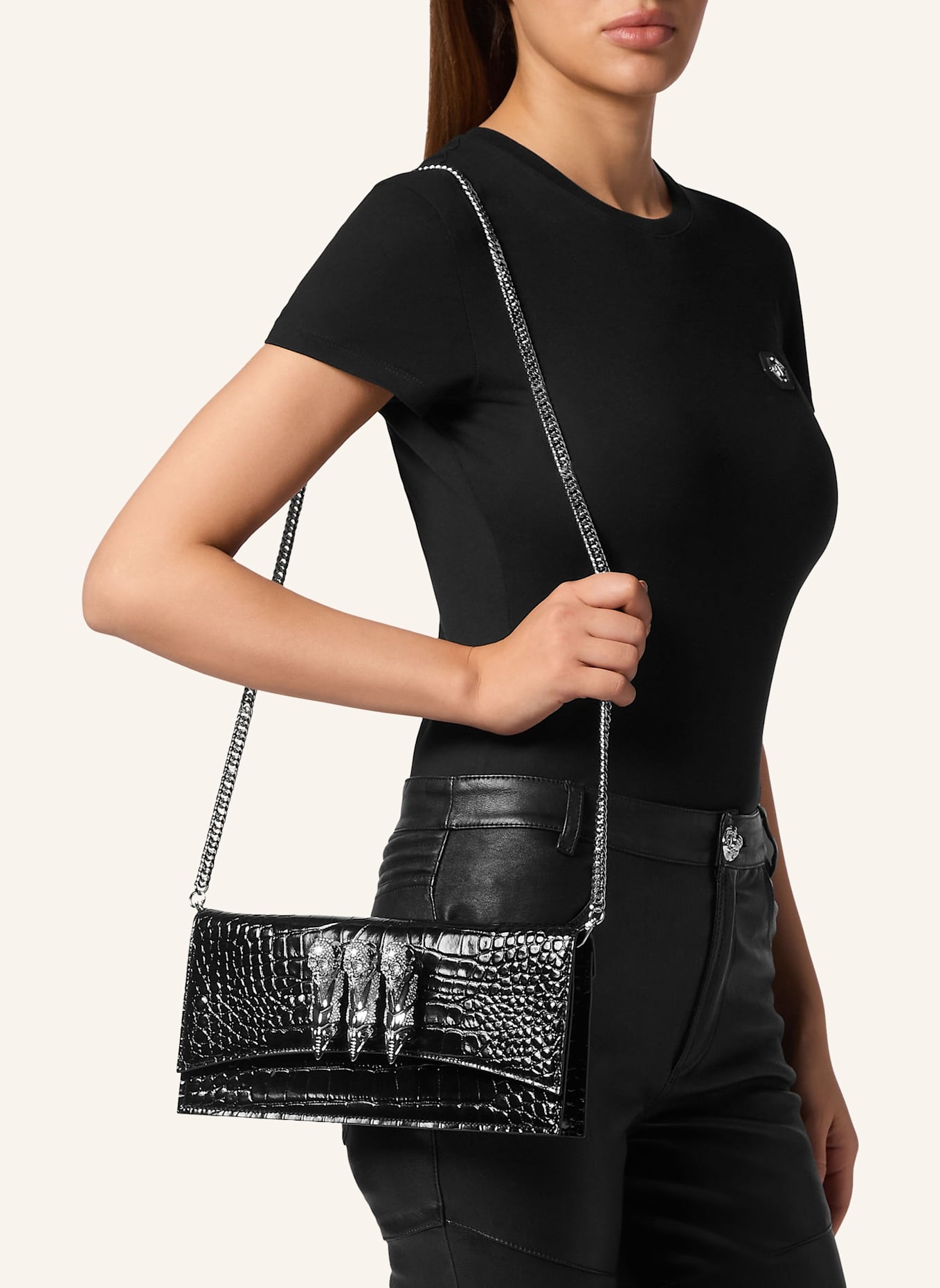 PHILIPP PLEIN Umhängetasche SKULL: SCHWARZ