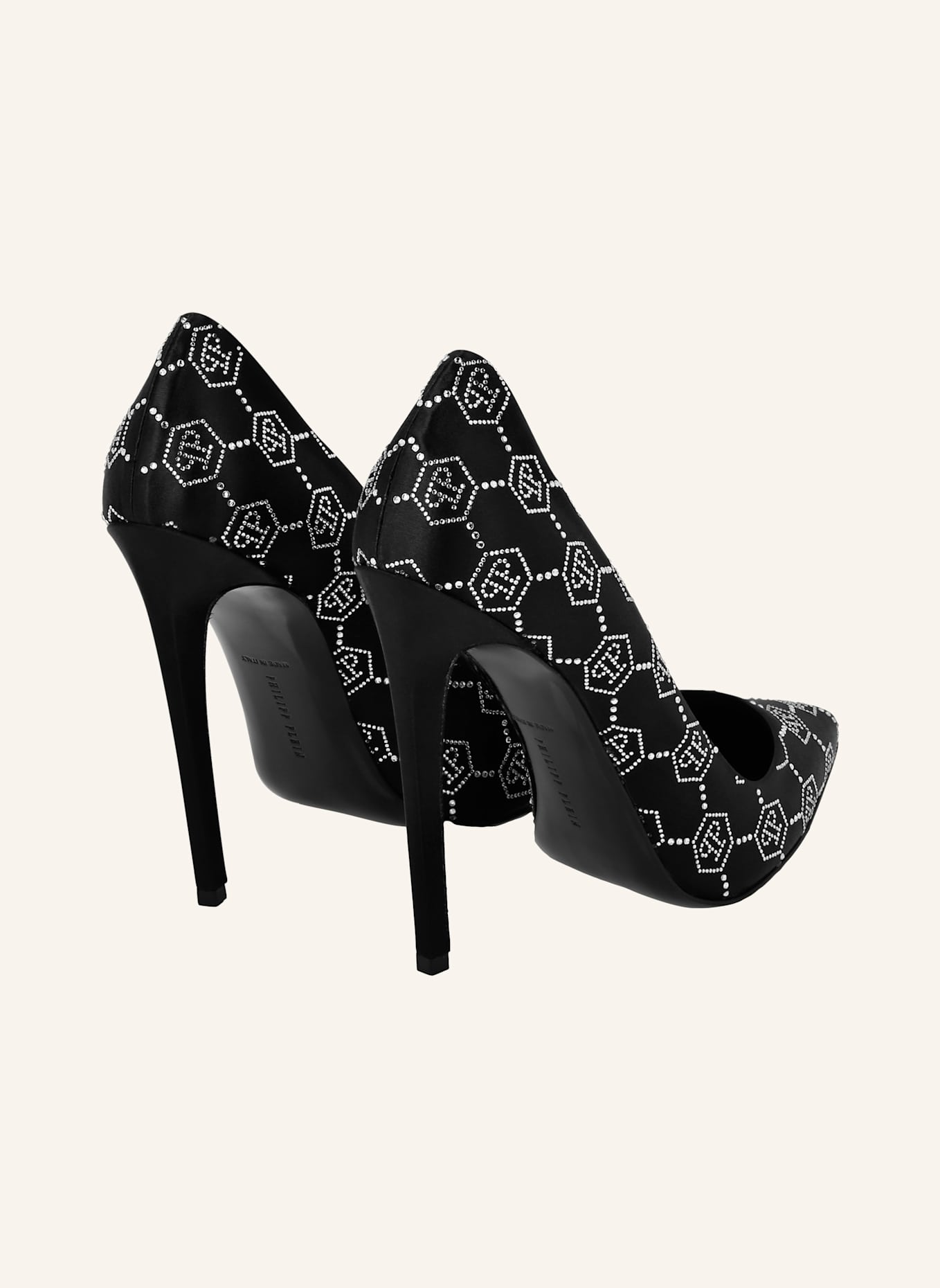 PHILIPP PLEIN Pumps mit Steinbesatz MONOGRAM: SCHWARZ