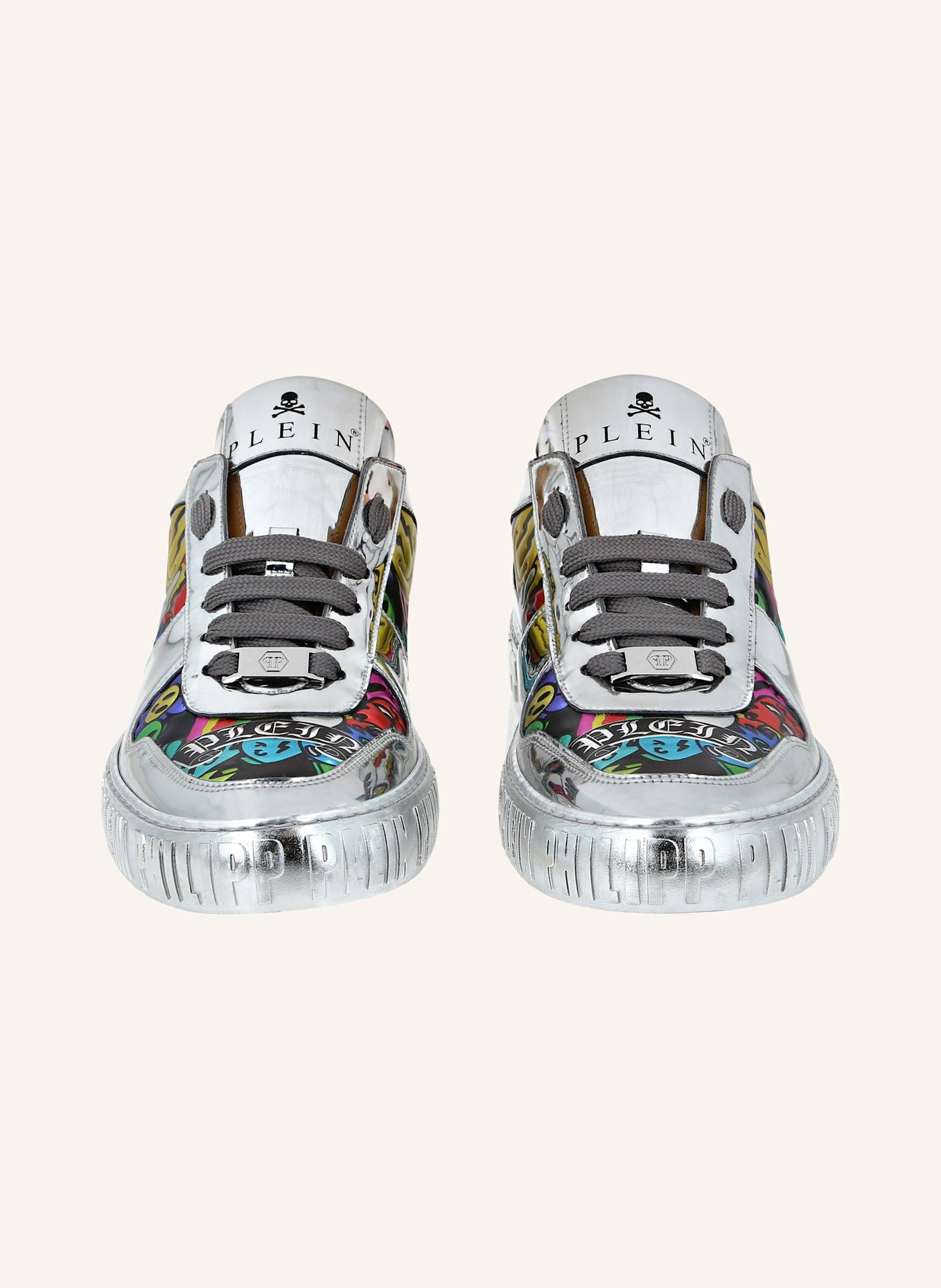 PHILIPP PLEIN Lo-Top Turnschuhe SMILE: SILBER