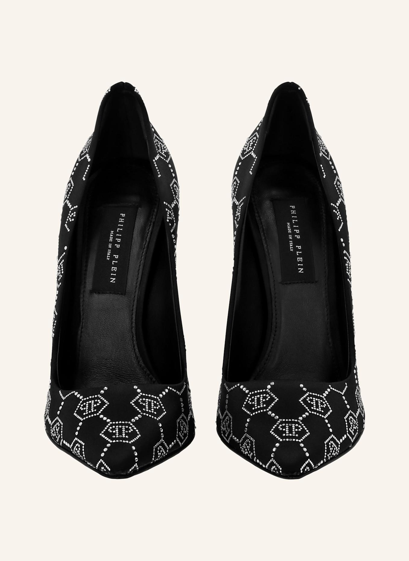 PHILIPP PLEIN Pumps mit Steinbesatz MONOGRAM: SCHWARZ