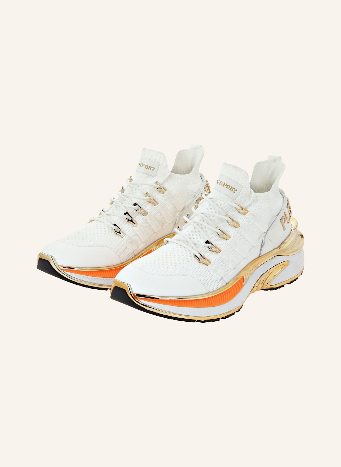 PLEIN SPORT Runner Sneaker CHROME SURFER: WEISS/ NEONORANGE