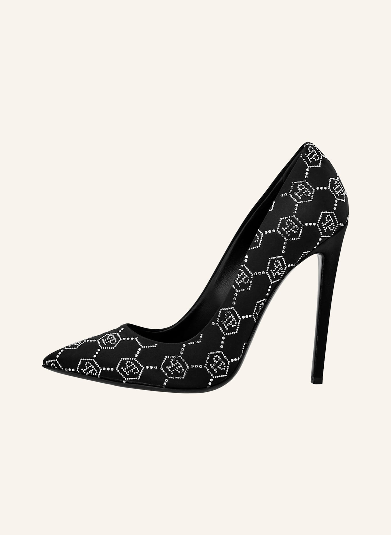 PHILIPP PLEIN Pumps mit Steinbesatz MONOGRAM: SCHWARZ