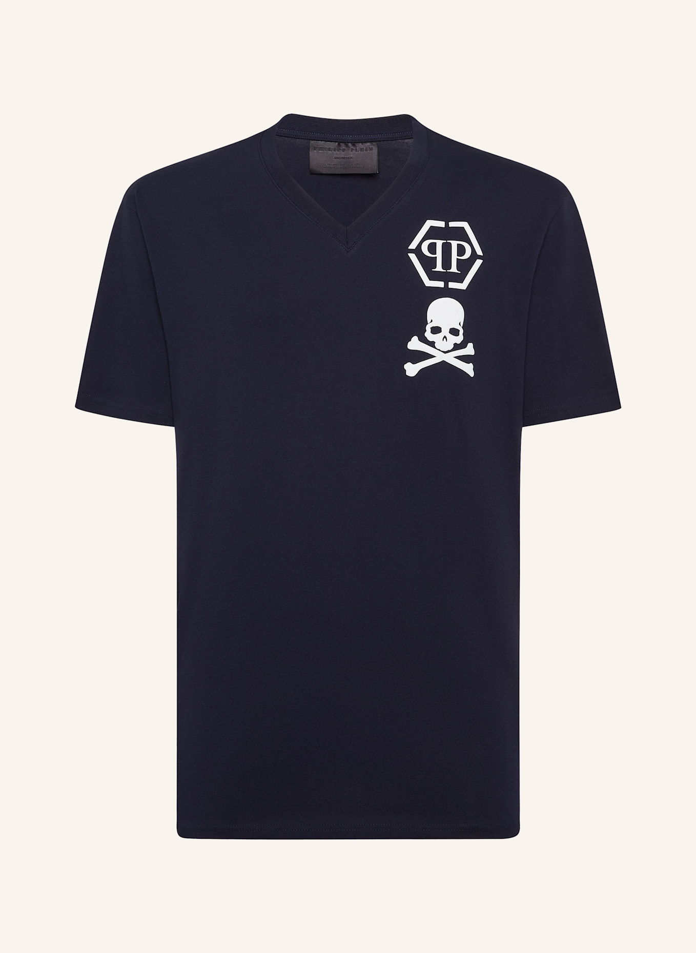 PHILIPP PLEIN T-Shirt V-Ausschnitt SKULL: DUNKELBLAU