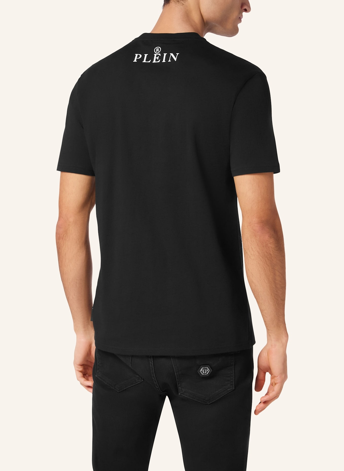 PHILIPP PLEIN T-Shirt V-Ausschnitt SKULL: SCHWARZ