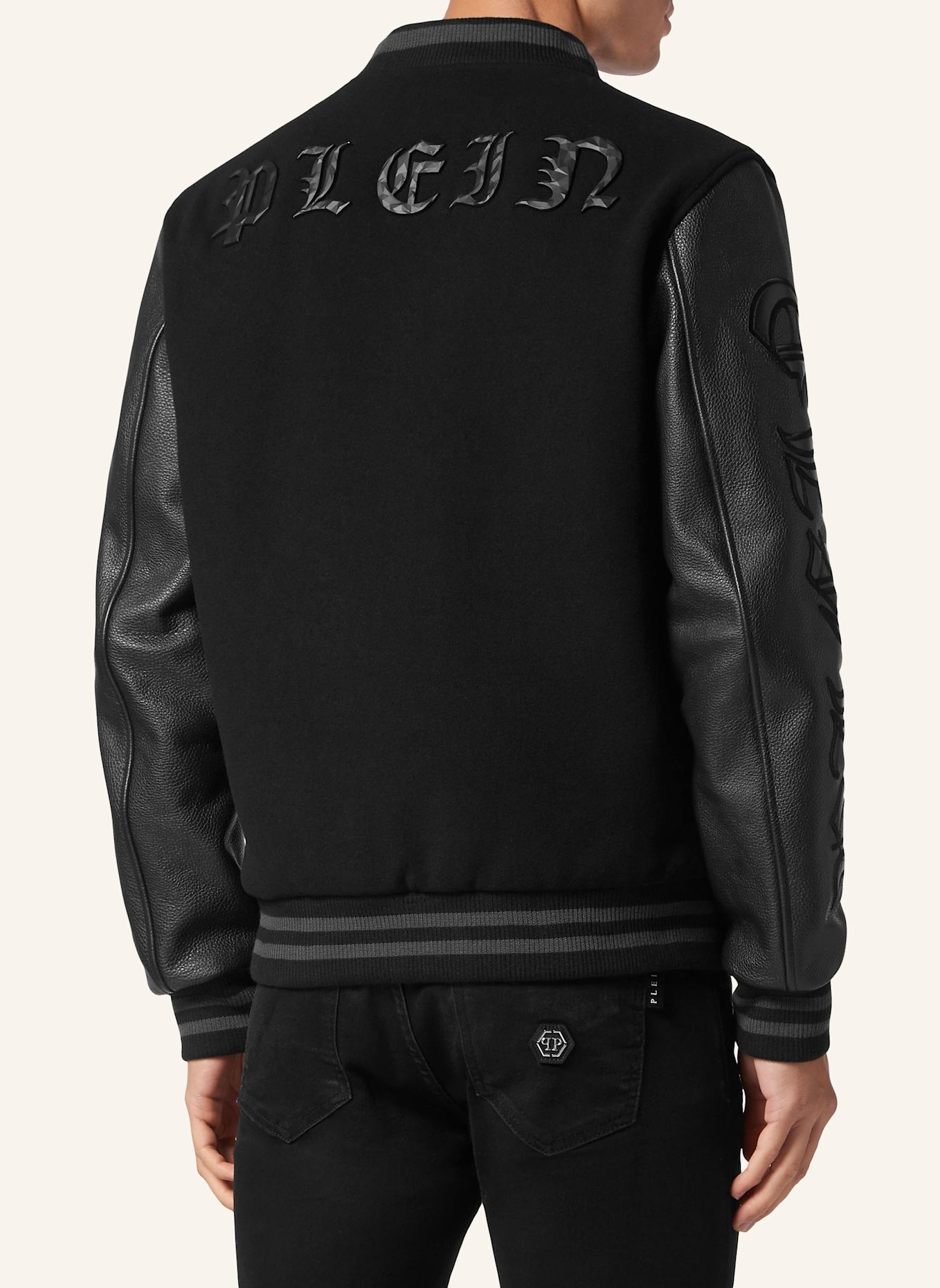 PHILIPP PLEIN Leder-Bomber GOTHIC PLEIN: SCHWARZ