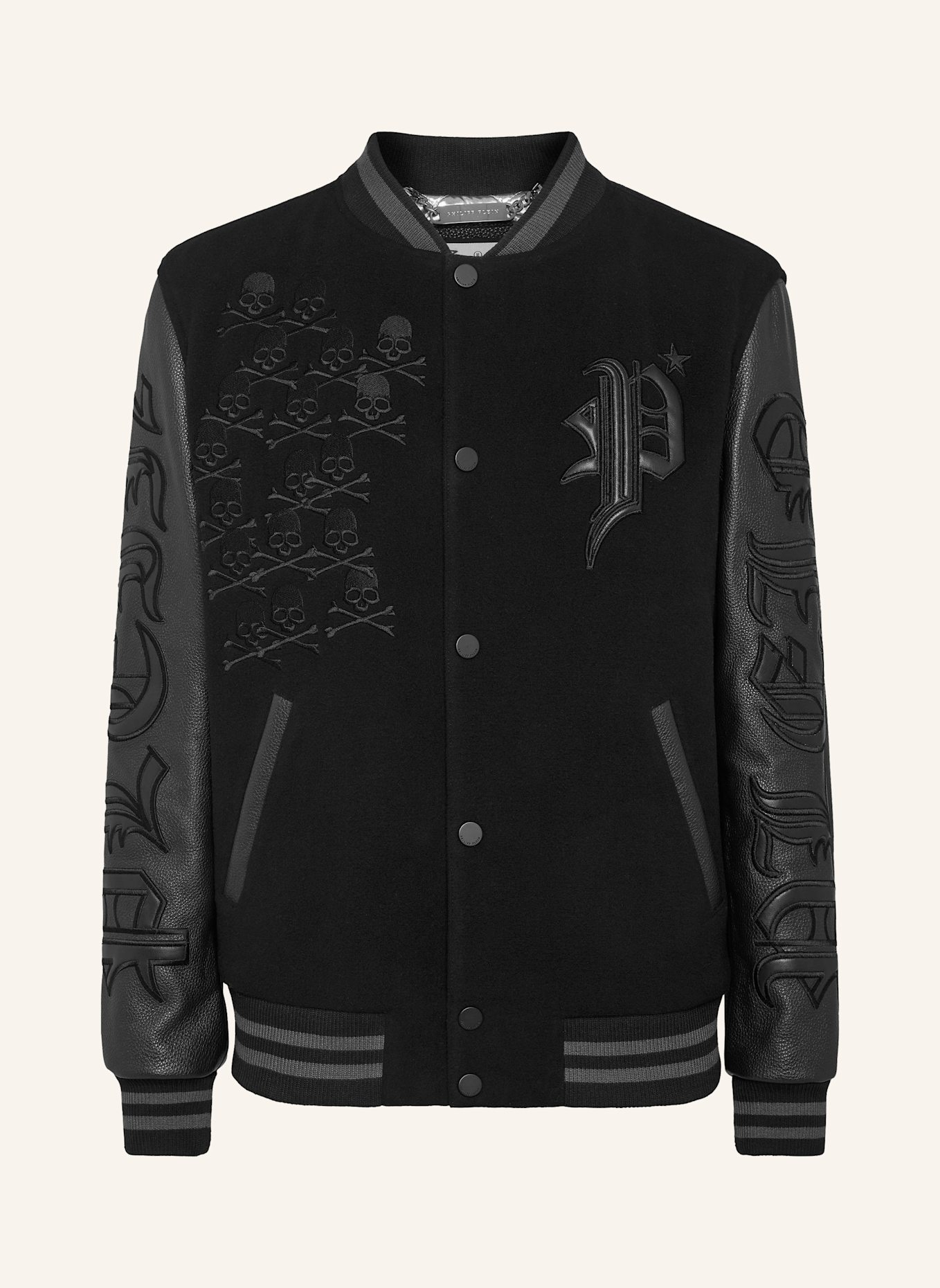 PHILIPP PLEIN Leder-Bomber GOTHIC PLEIN: SCHWARZ