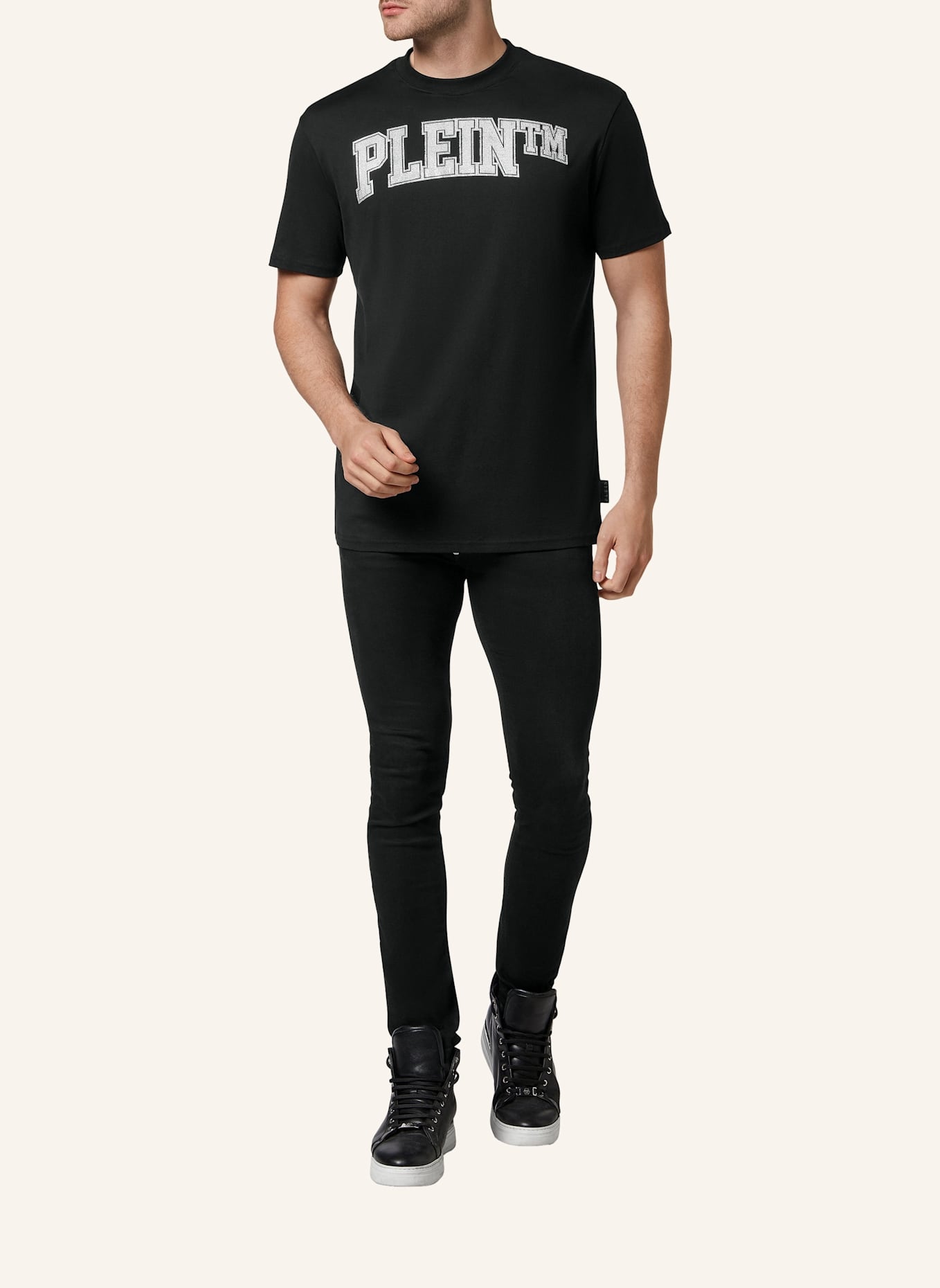 PHILIPP PLEIN T-Shirt Rundhalsausschnitt: SCHWARZ