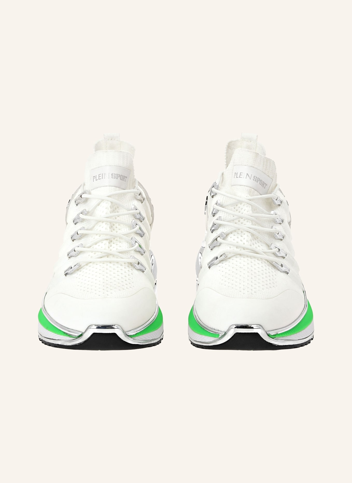 PLEIN SPORT Runner Sneaker CHROME SURFER: WEISS/ NEONGRÜN
