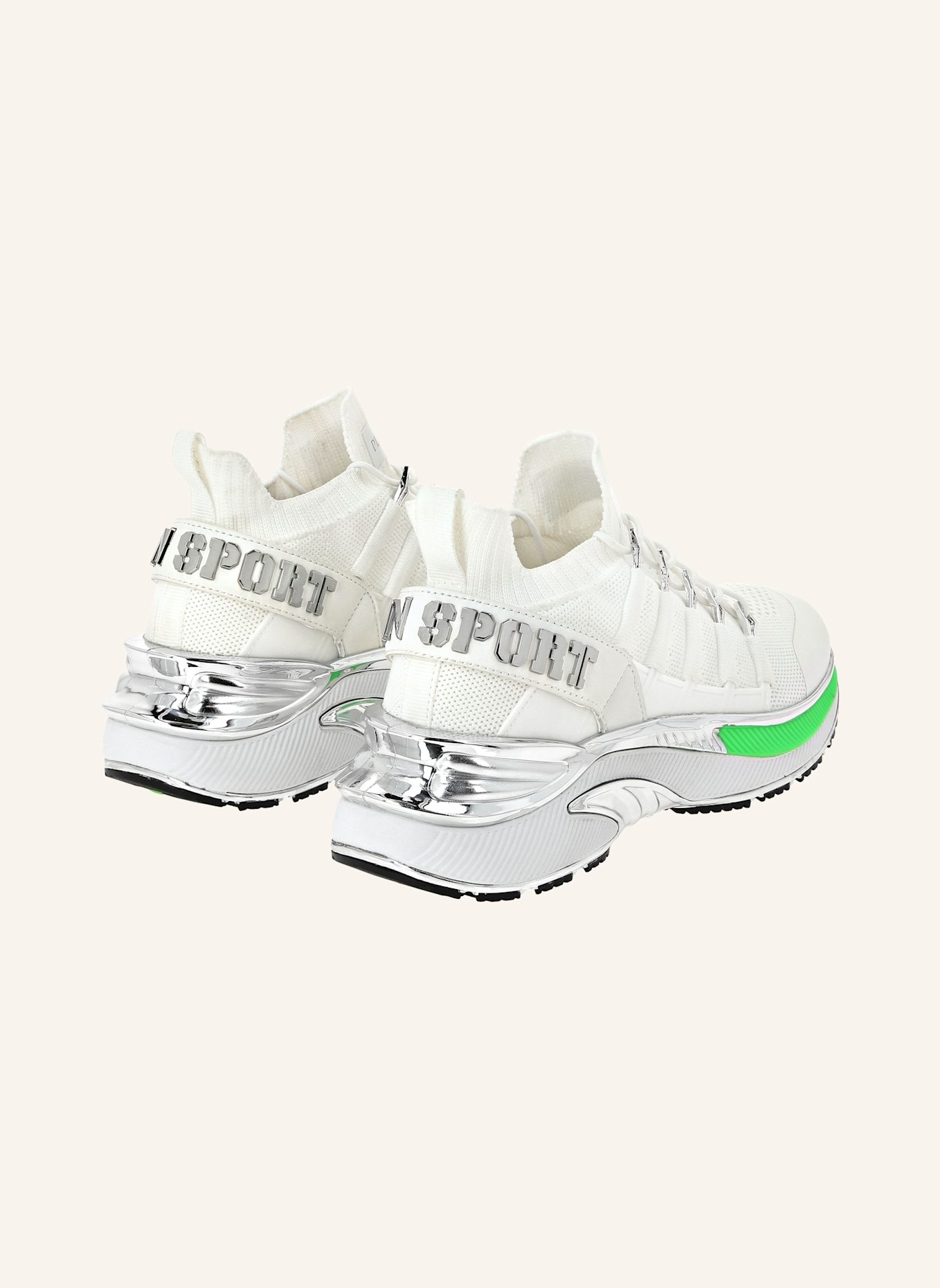 PLEIN SPORT Runner Sneaker CHROME SURFER: WEISS/ NEONGRÜN