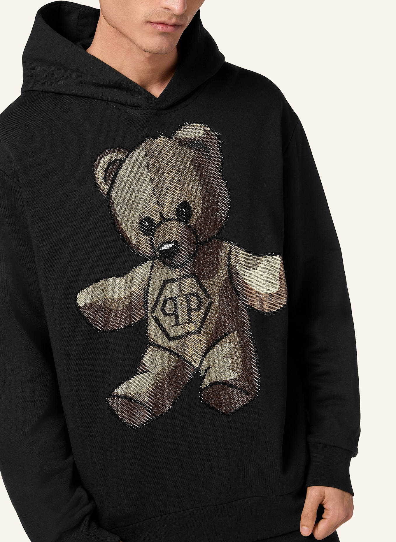 PHILIPP PLEIN Sweatshirt mit Kapuze TEDDY: SCHWARZ