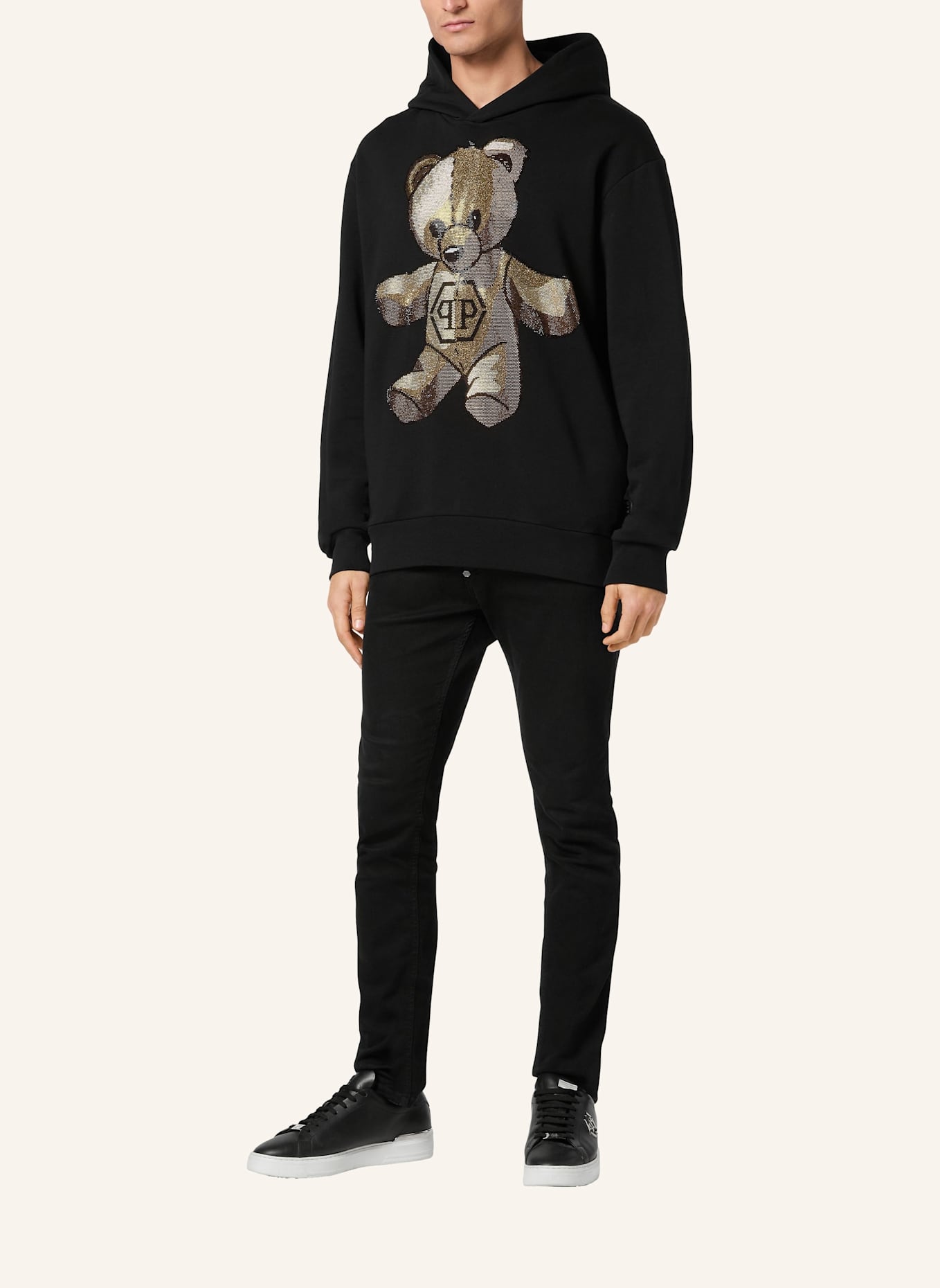 PHILIPP PLEIN Sweatshirt mit Kapuze TEDDY: SCHWARZ