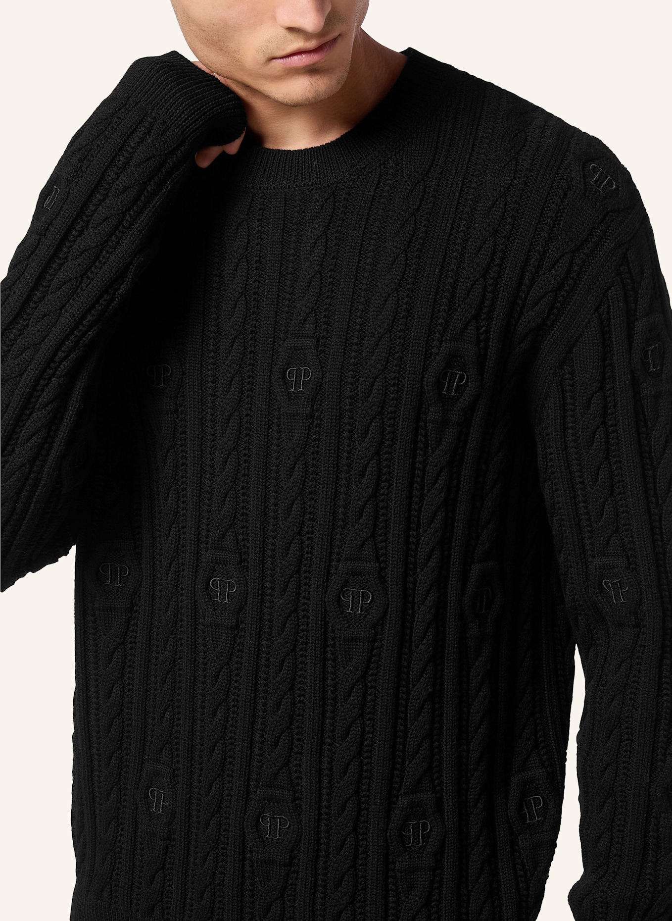 PHILIPP PLEIN Pullover Rundhalsausschnitt: SCHWARZ