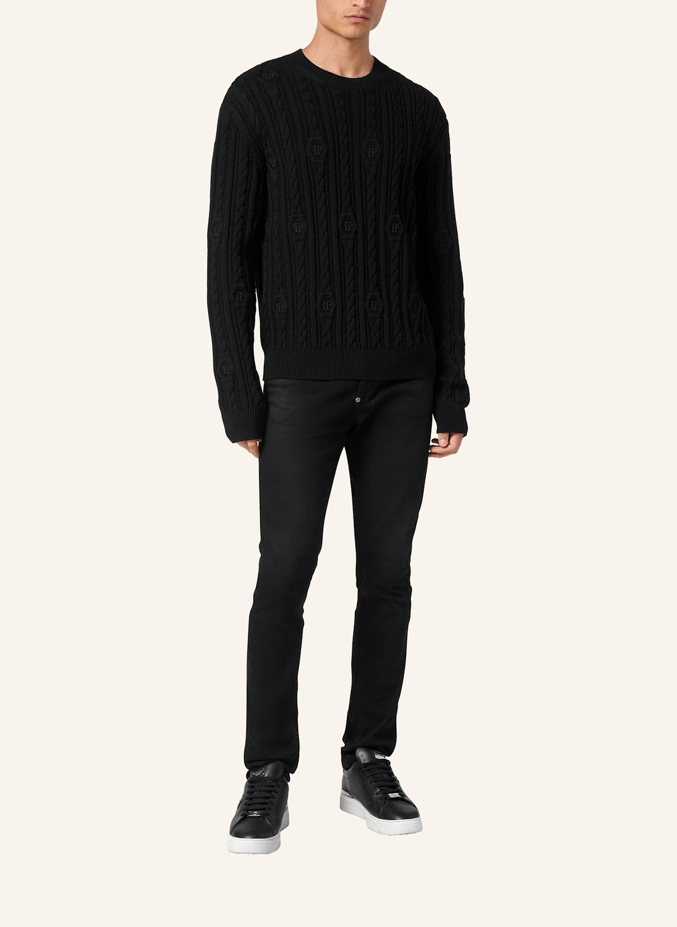 PHILIPP PLEIN Pullover Rundhalsausschnitt: SCHWARZ