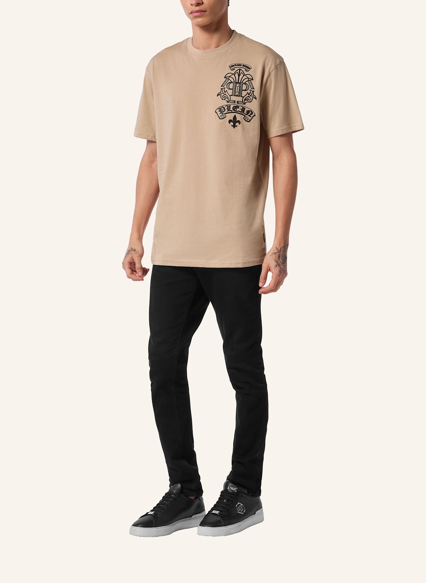 PHILIPP PLEIN T-Shirt Rundhalsausschnitt TATTOO: BEIGE