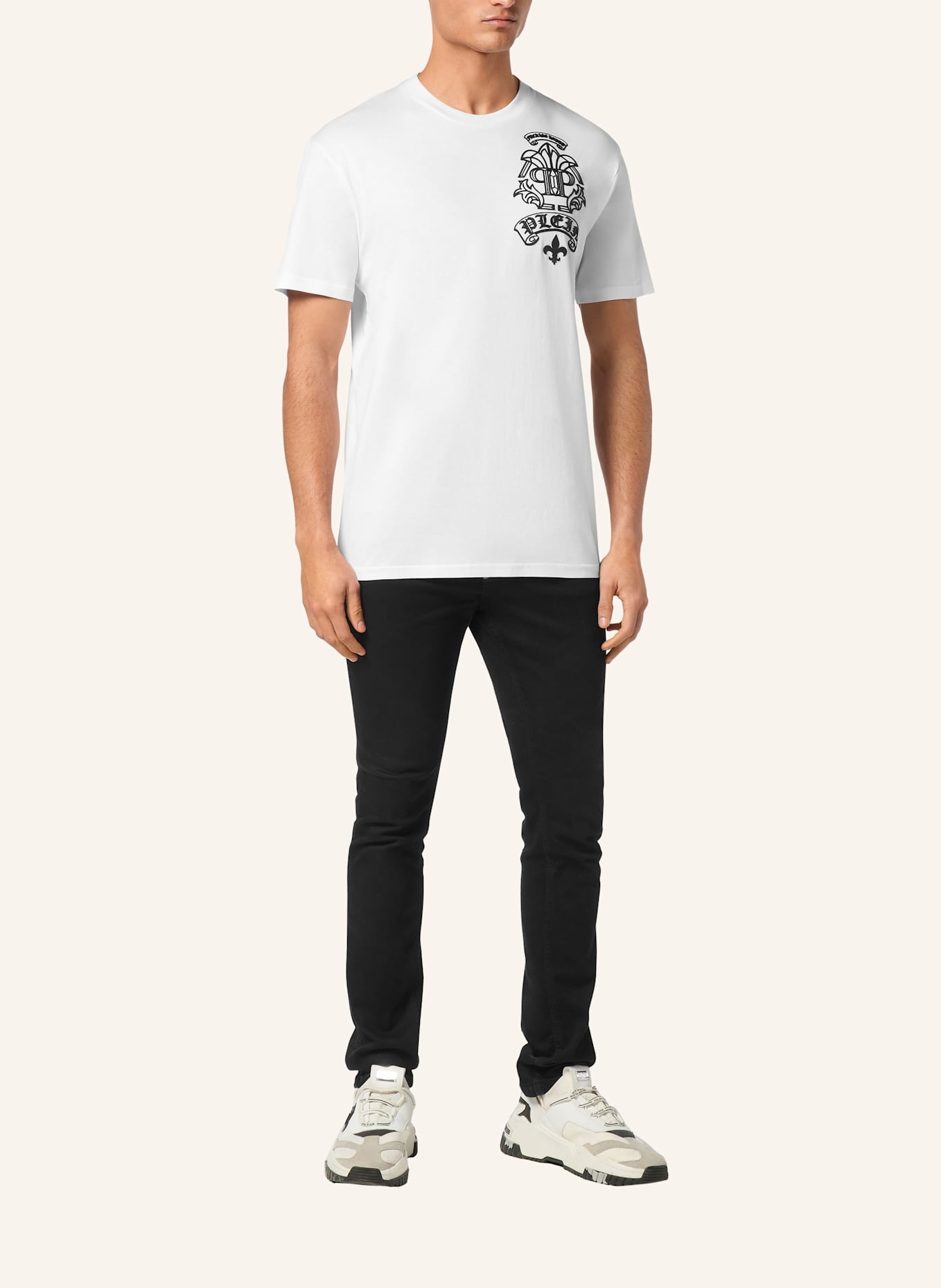 PHILIPP PLEIN T-Shirt Rundhalsausschnitt TATTOO: WEISS