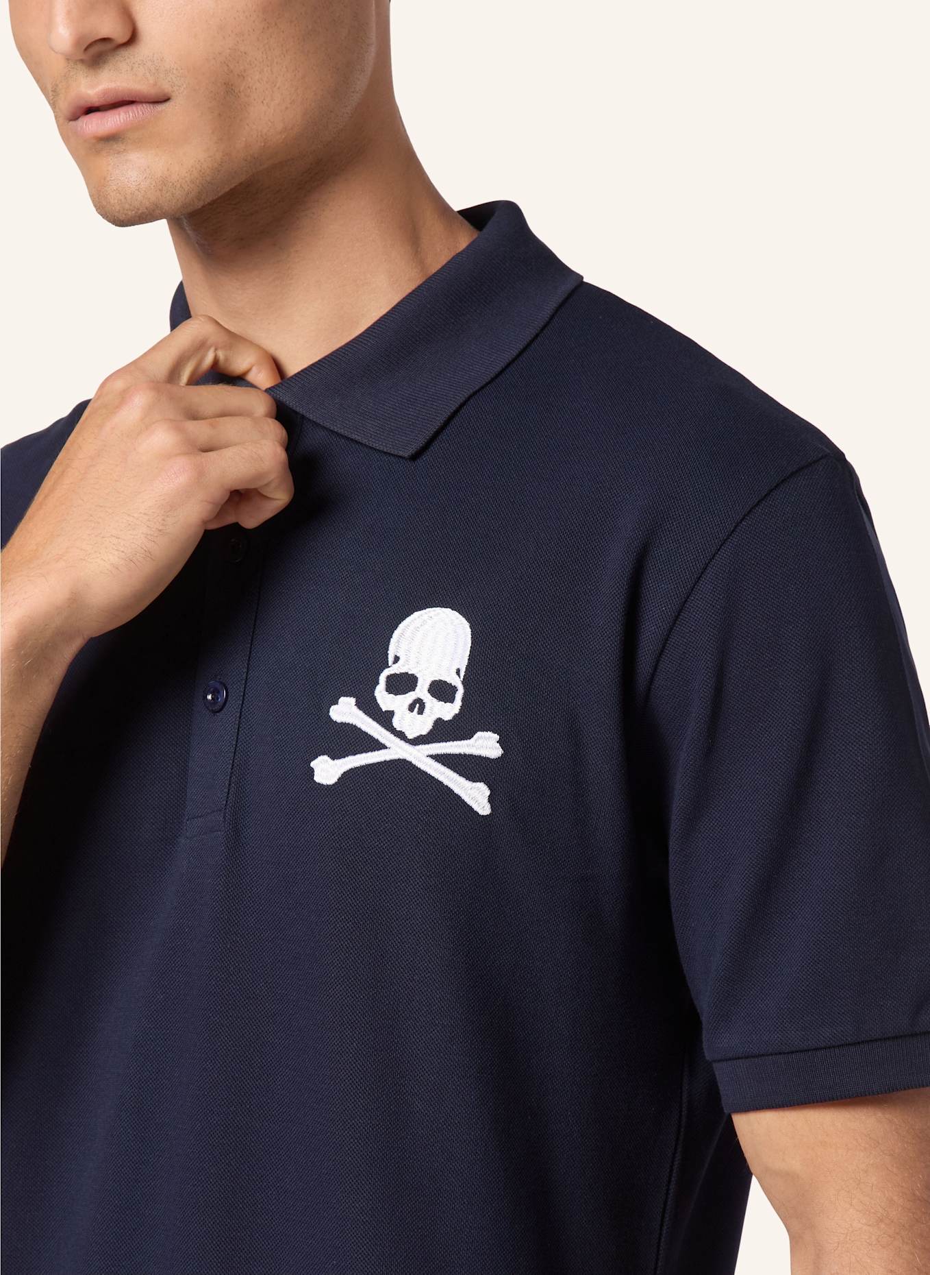 PHILIPP PLEIN Polohemd SKULL&BONES: DUNKELBLAU
