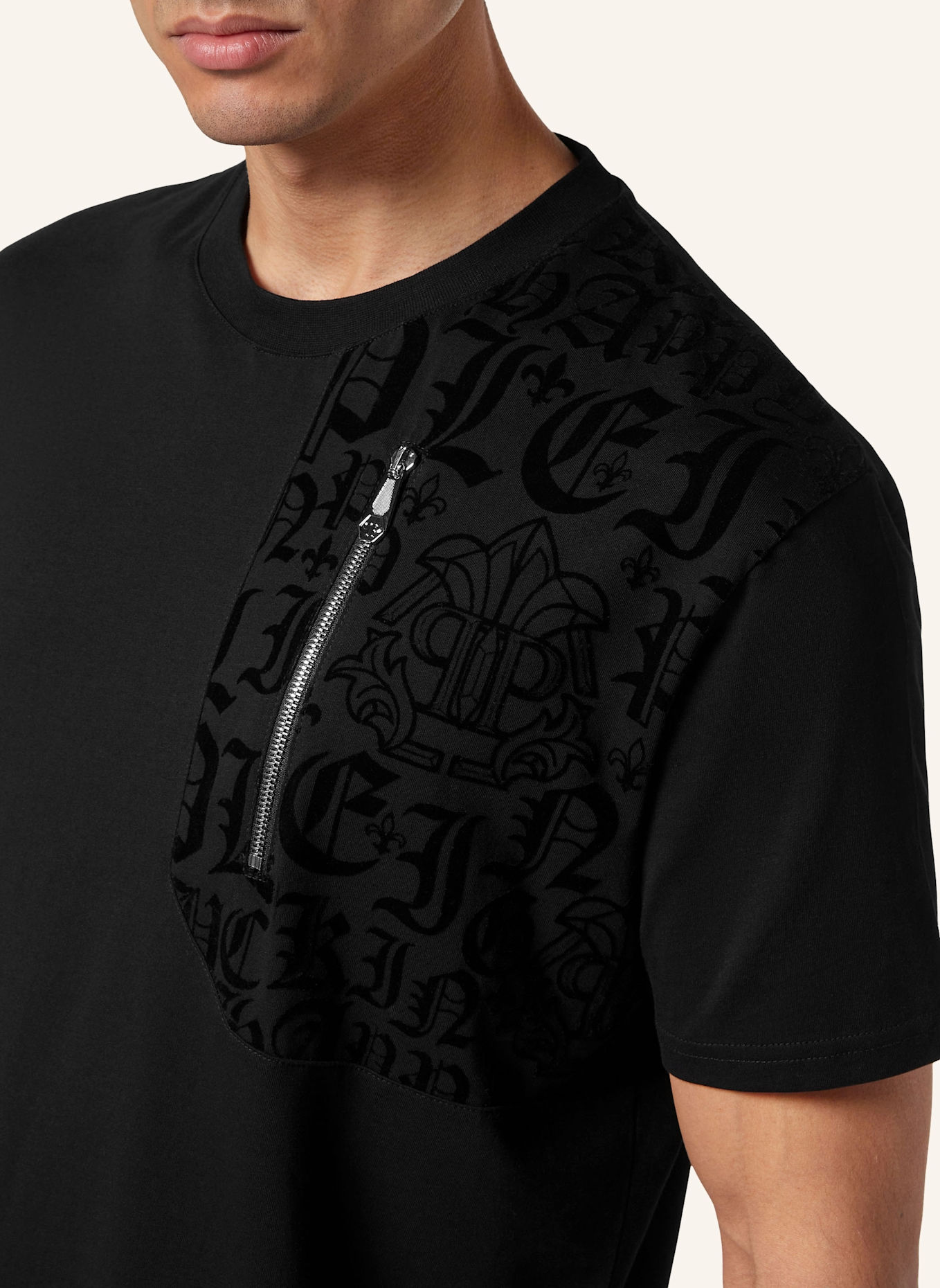 PHILIPP PLEIN T-Shirt Rundhalsausschnitt: SCHWARZ